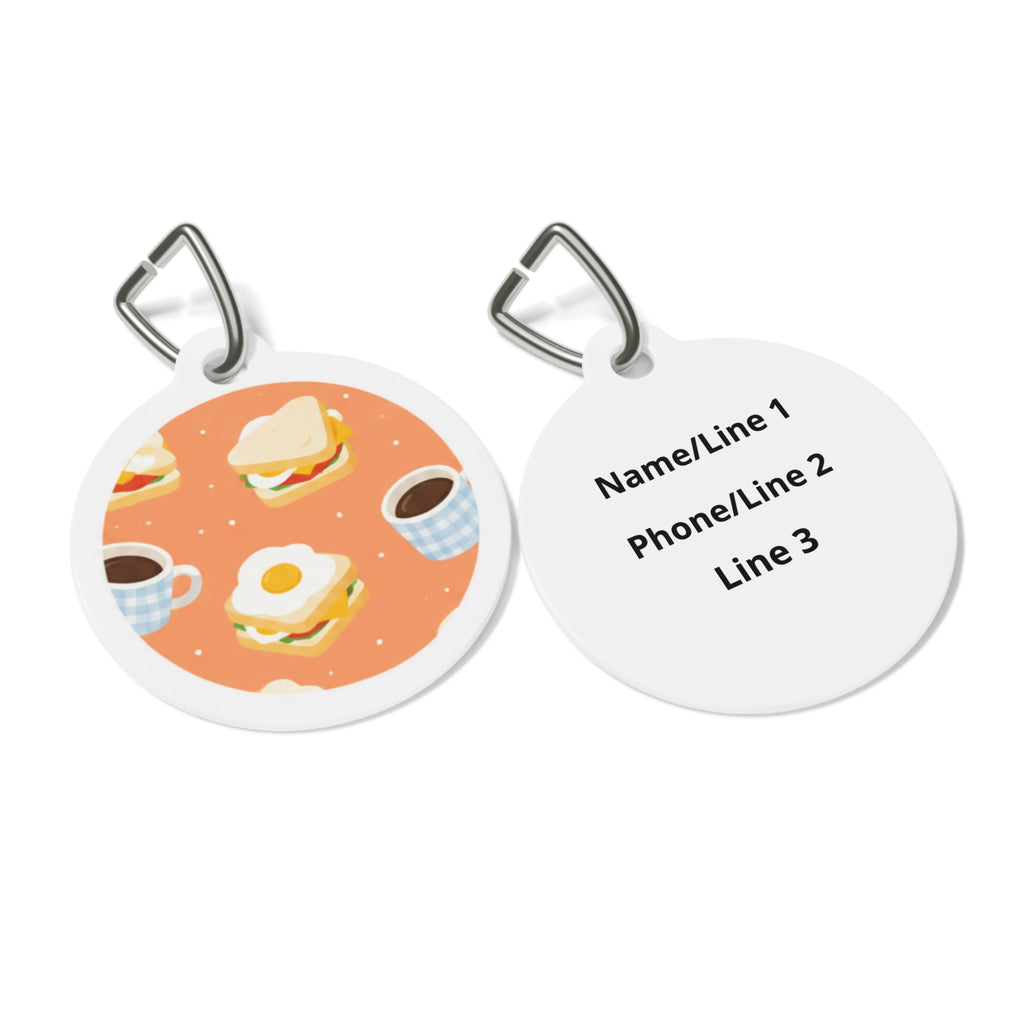 Brunch Club Whimsical Foodie Art Personalized Dog ID Tag