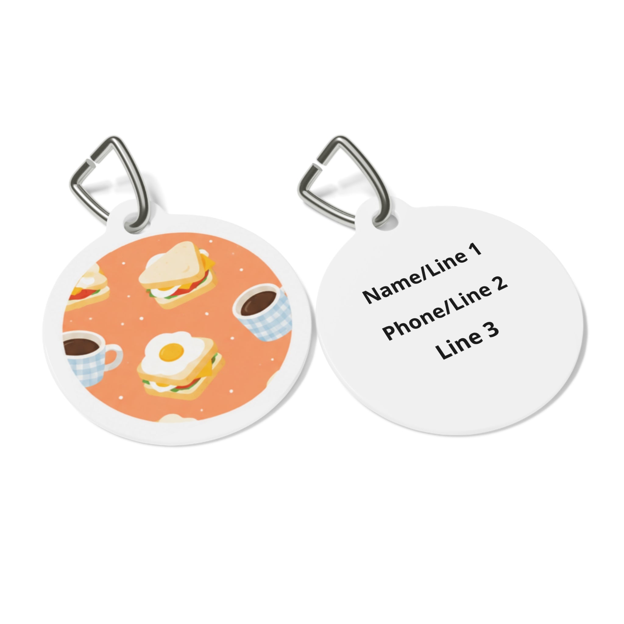 Brunch Club Whimsical Foodie Art Personalized Dog ID Tag