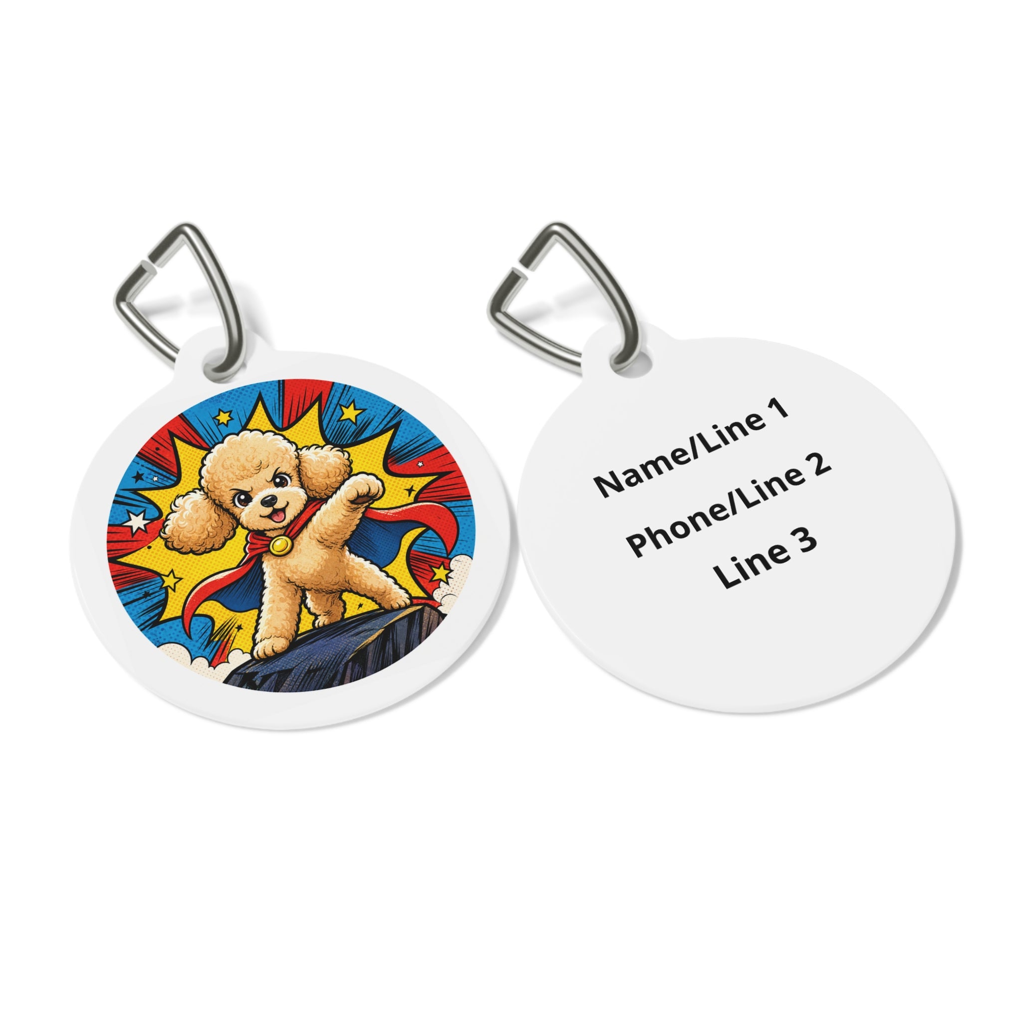 Poodle Super Pup Personalized Dog ID Tag