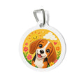 Etiqueta de identificación de perro Beagle Sunny floral de dibujos animados personalizada
