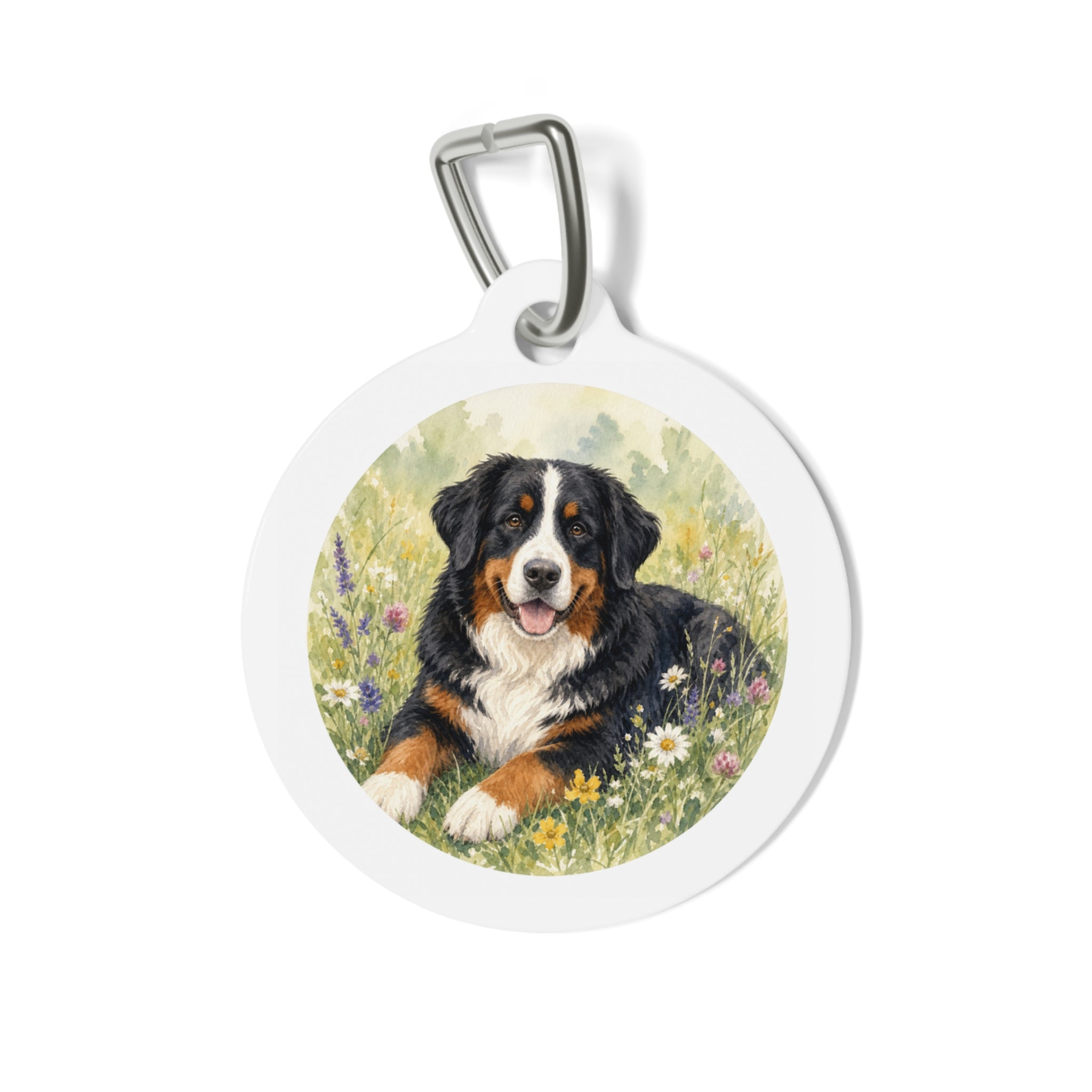 Bernese Mountain Dog Sunny Garden Portrait Personalized Dog ID Tag