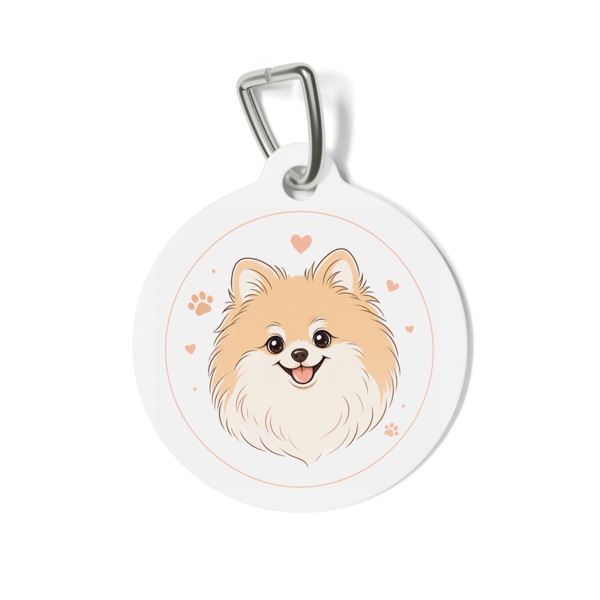 Pomeranian Blush Doodle Portrait Personalized Dog ID Tag