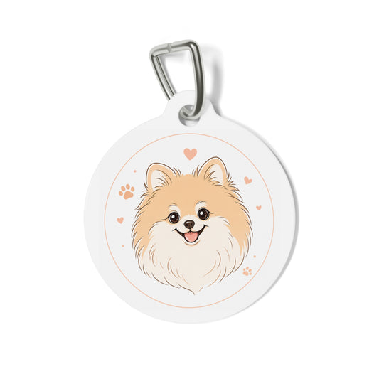 Pomeranian Blush Doodle Portrait Personalized Dog ID Tag