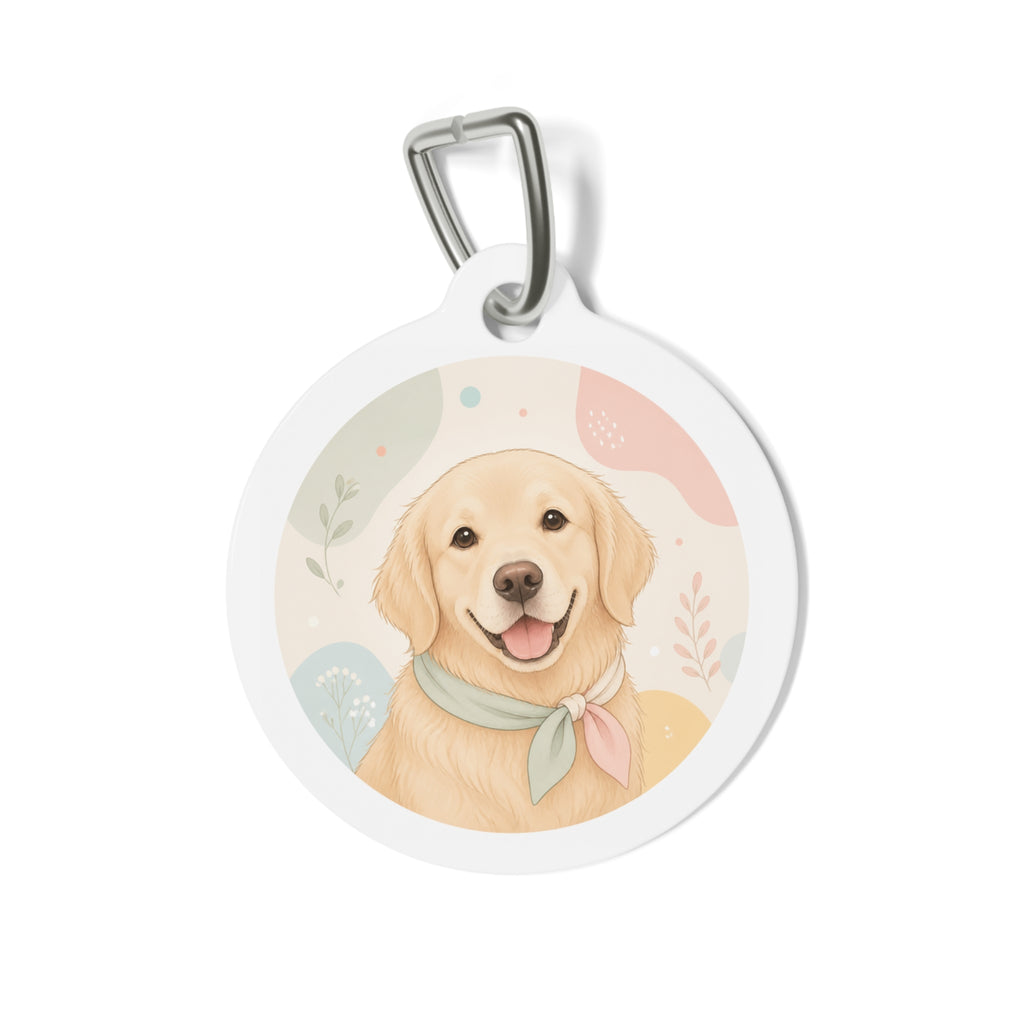Golden Retriever Pastel Scarf Personalized Dog ID Tag