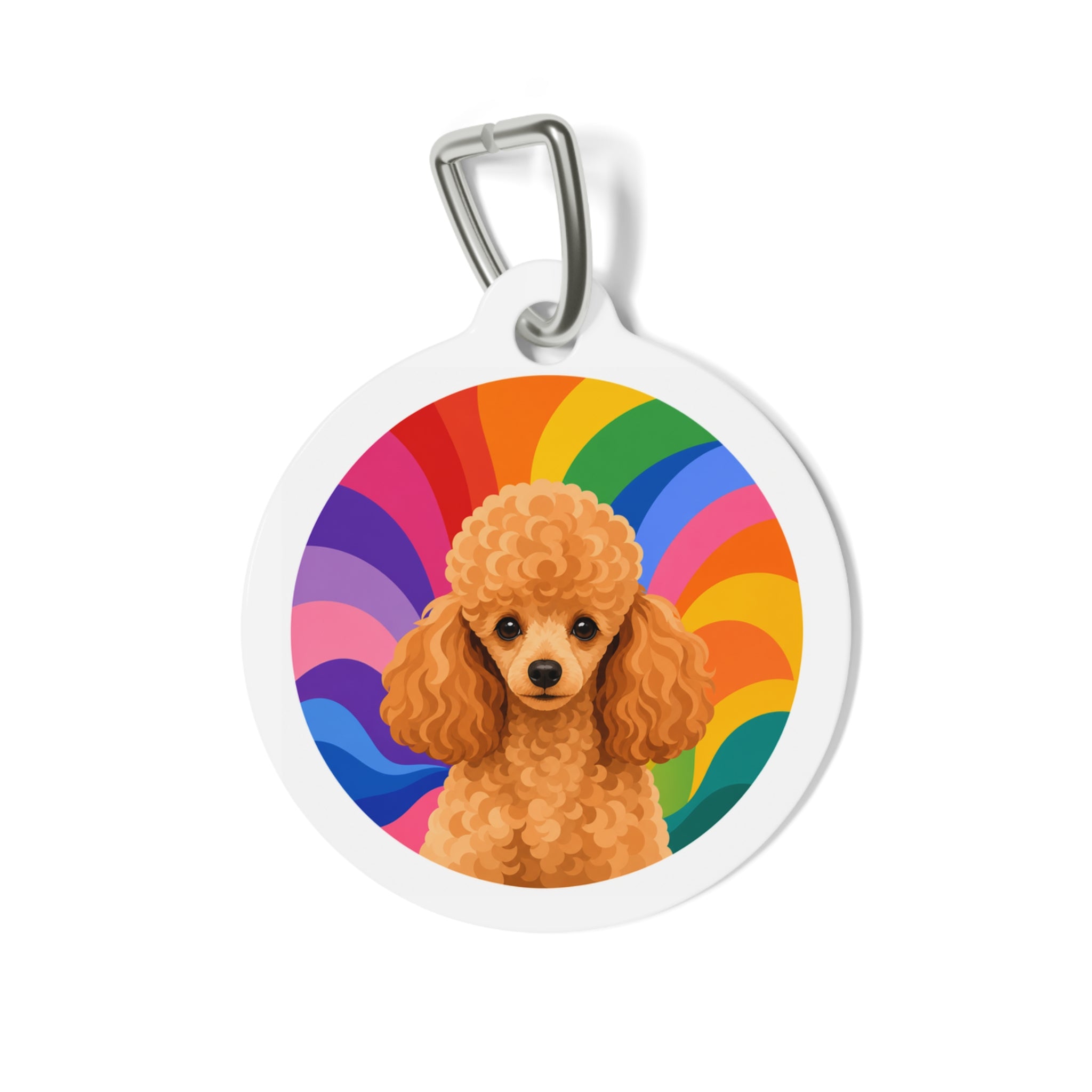 Toy Poodle Psychedelic Rainbow Apricot Personalized Dog ID Tag