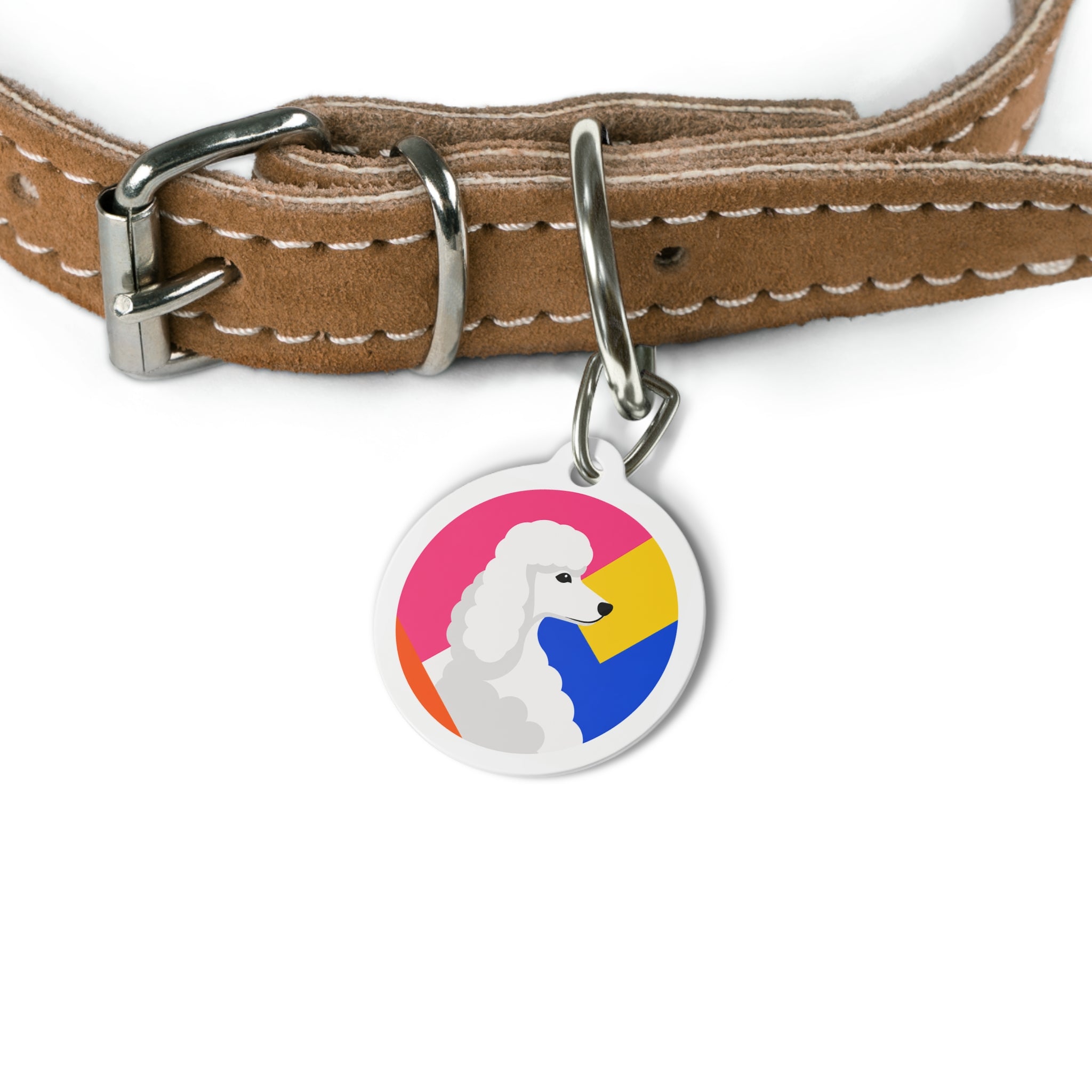Poodle Geometric Profile Personalized Dog ID Tag