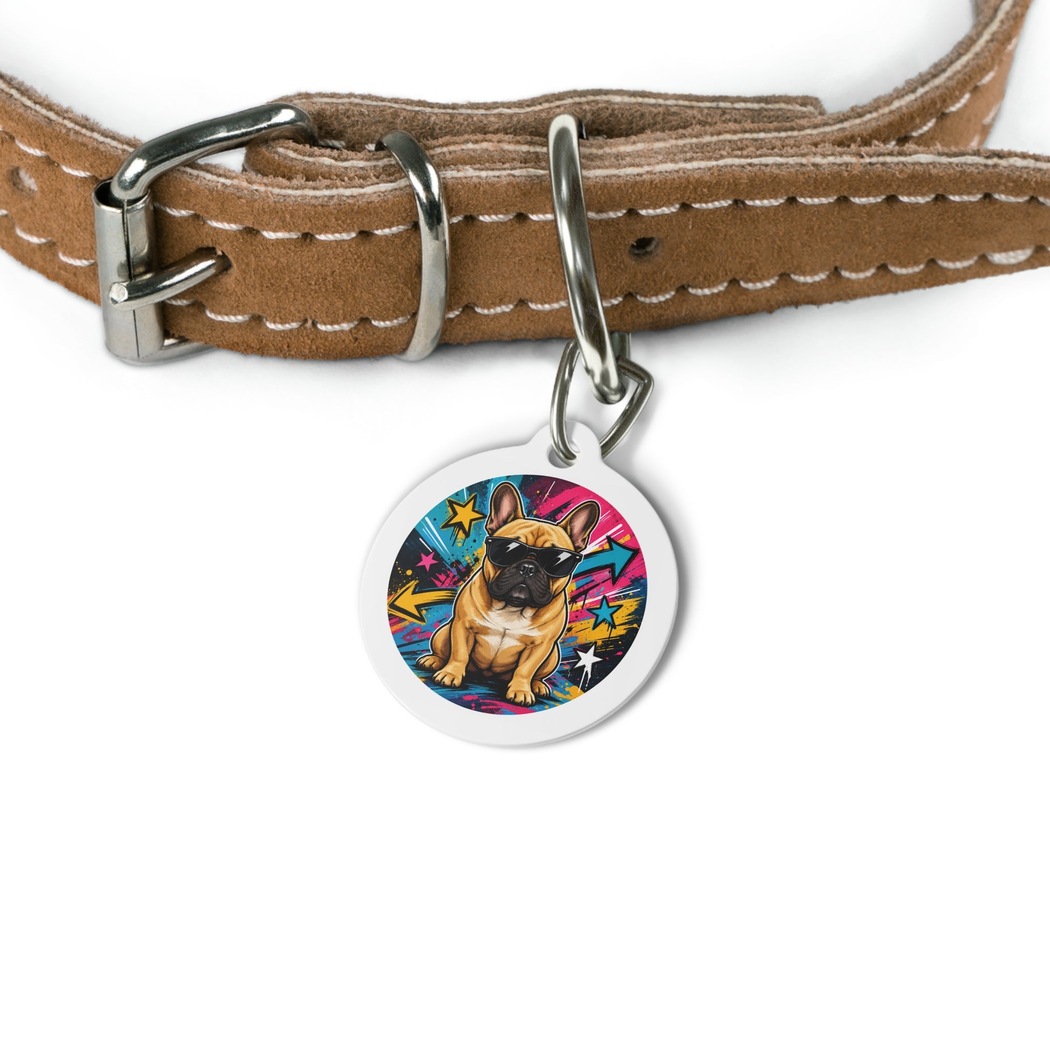 French Bulldog Vivid Pop Art Personalized Dog ID Tag
