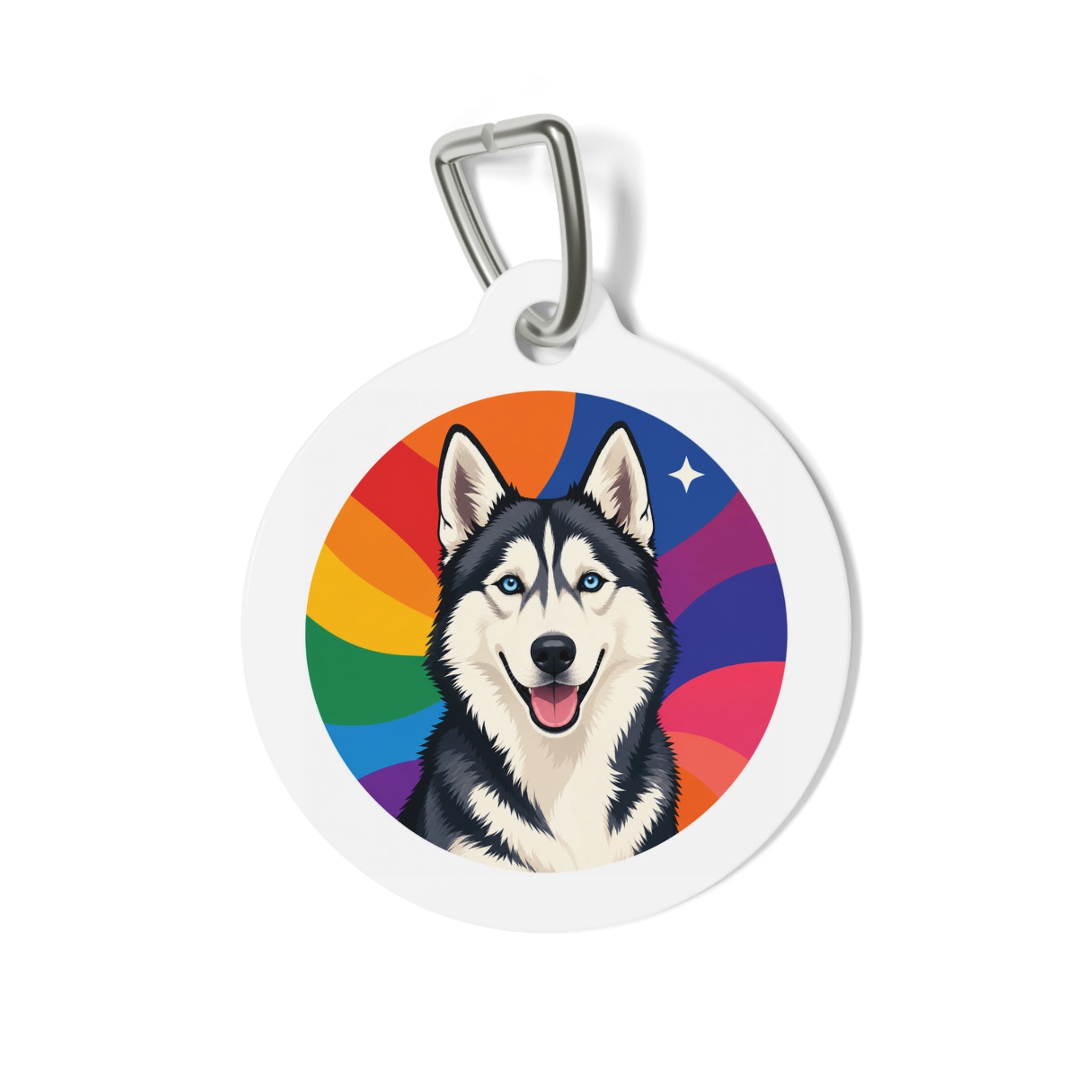 Siberian Husky Rainbow Joy Personalized Dog ID Tag