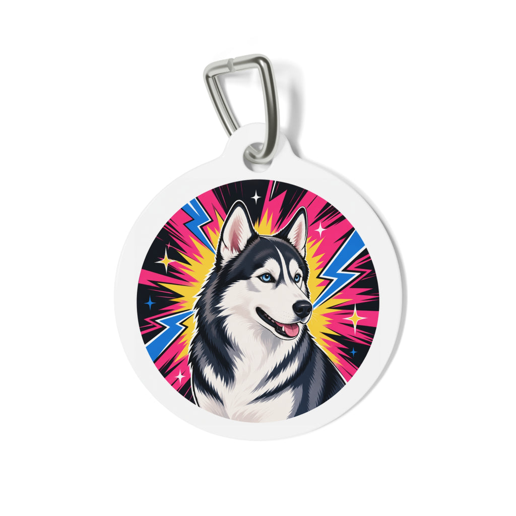 Siberian Husky Electric Bolt Personalized Dog ID Tag