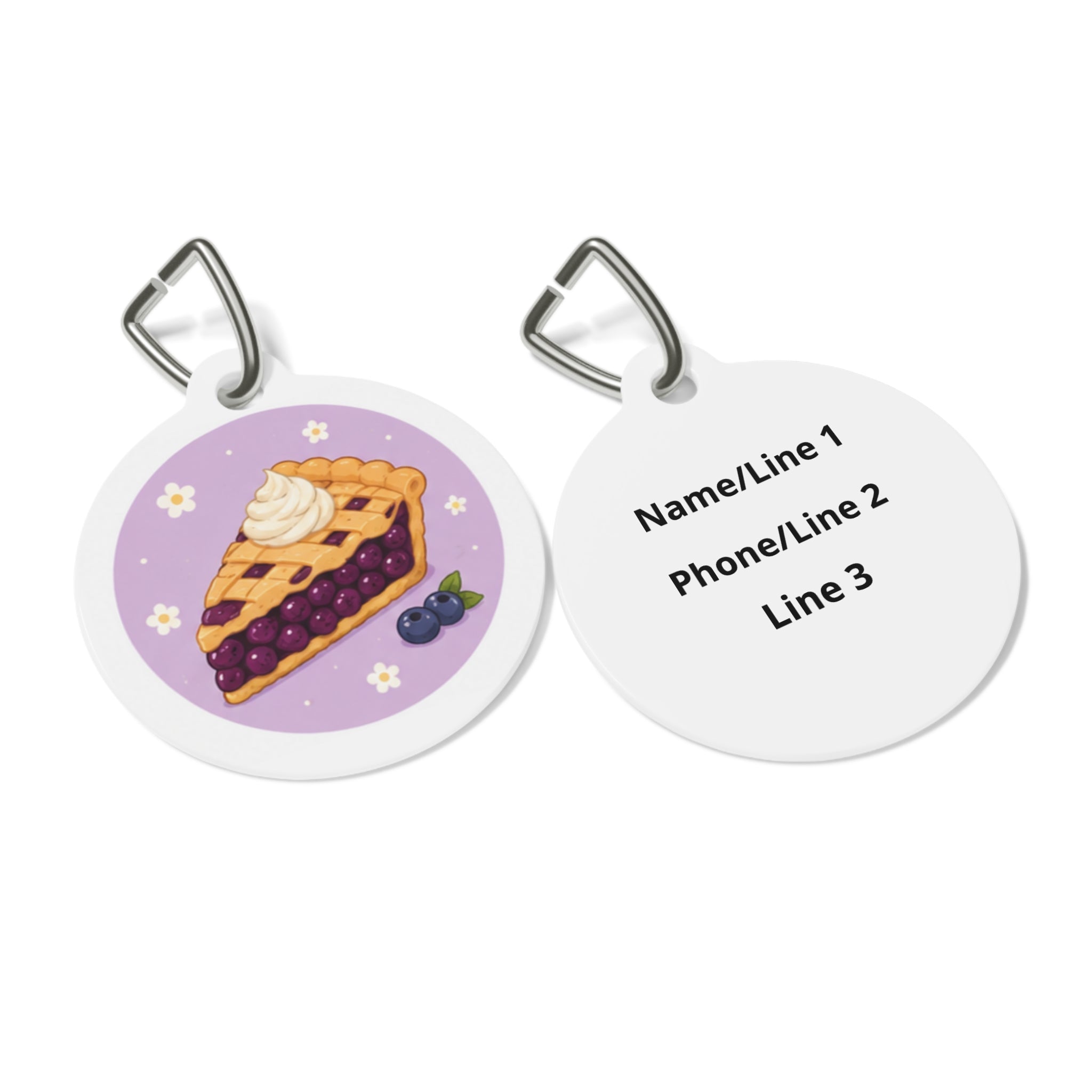 Blueberry Lattice Pie Whimsical Foodie Art Personalized Dog ID Tag