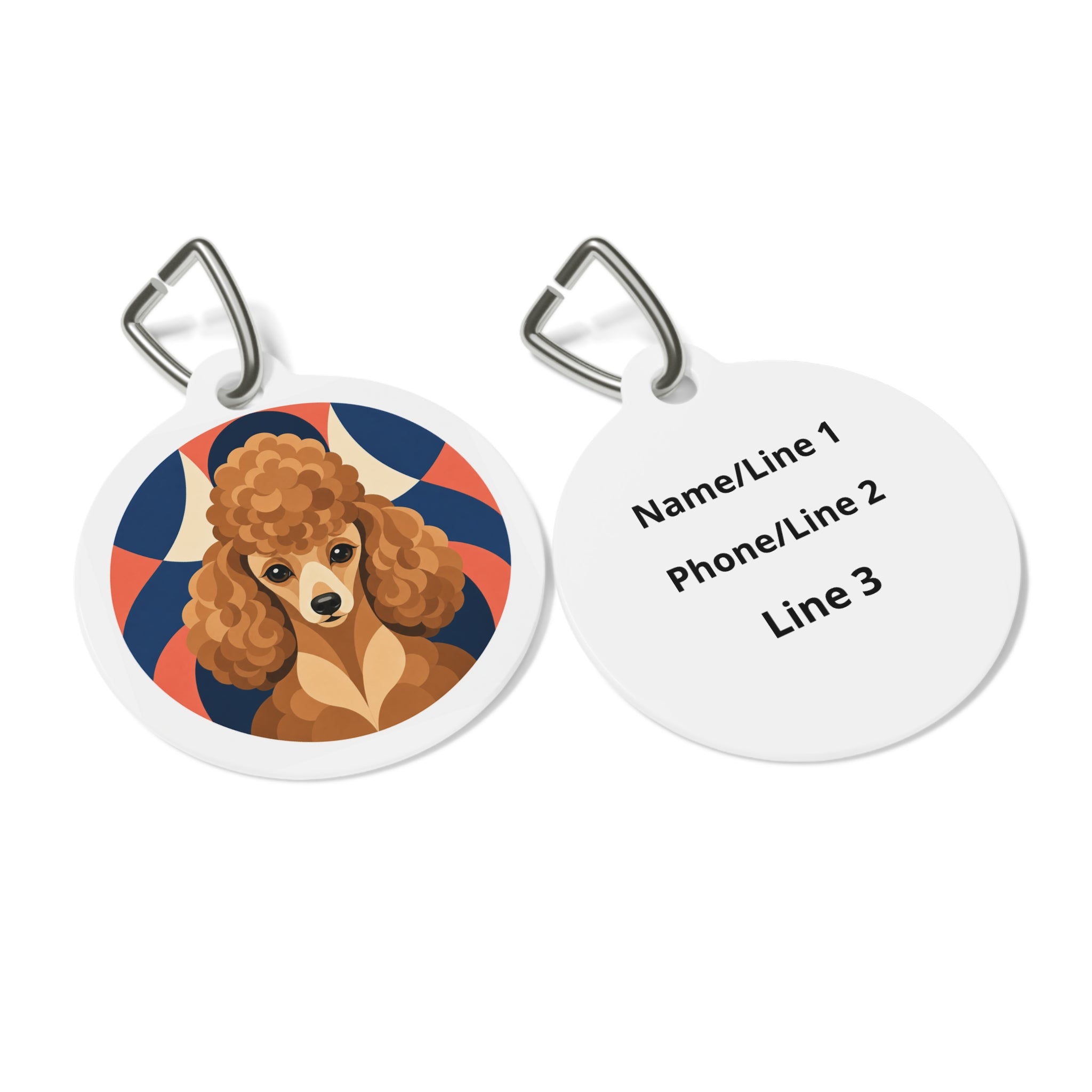 Toy Poodle Retro Warm Geometric Show Poodle Personalized Dog ID Tag