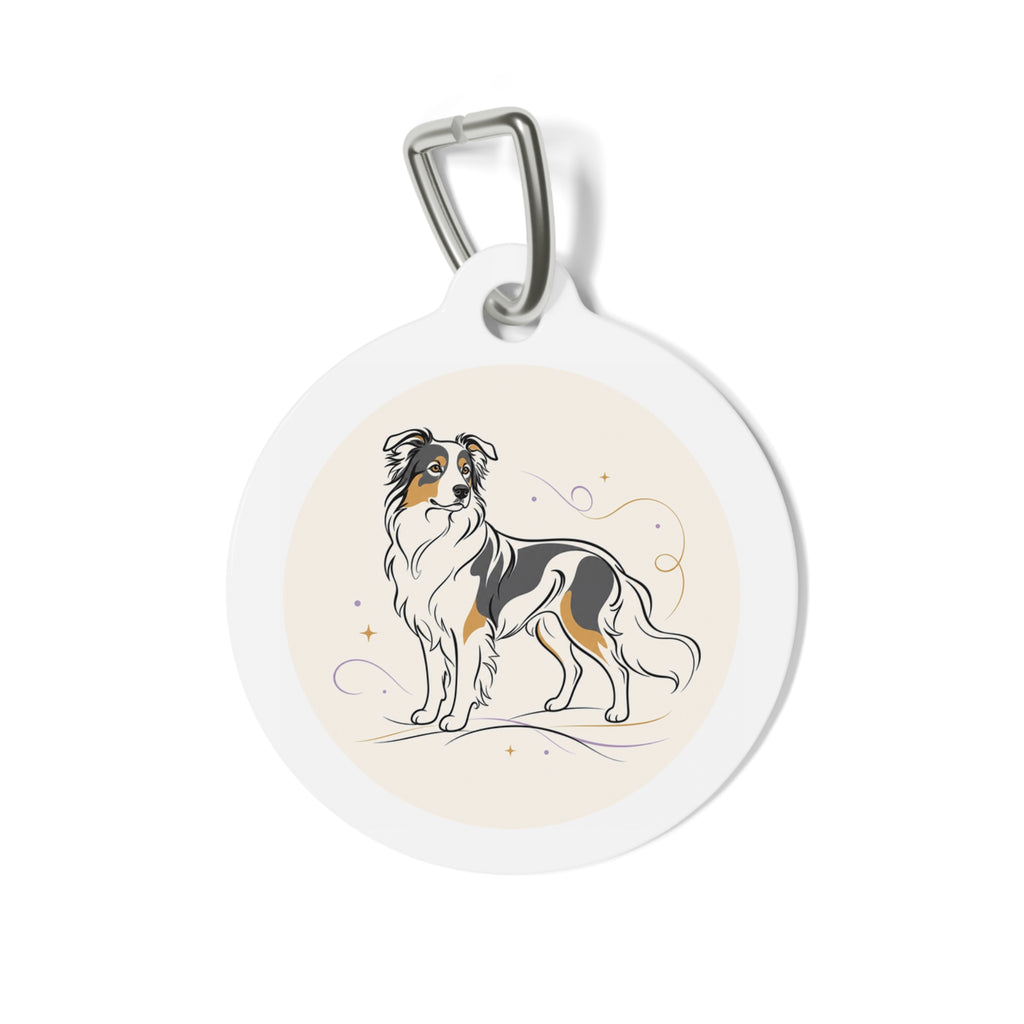 Australian Shepherd Minimal Line Art Personalized Dog ID Tag