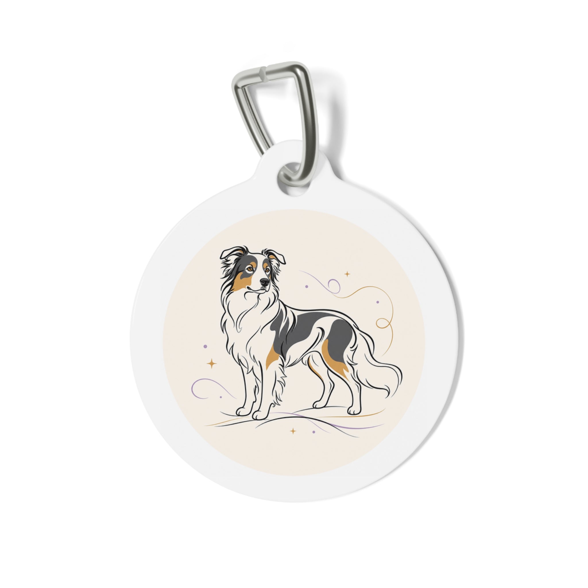 Australian Shepherd Minimal Line Art Personalized Dog ID Tag
