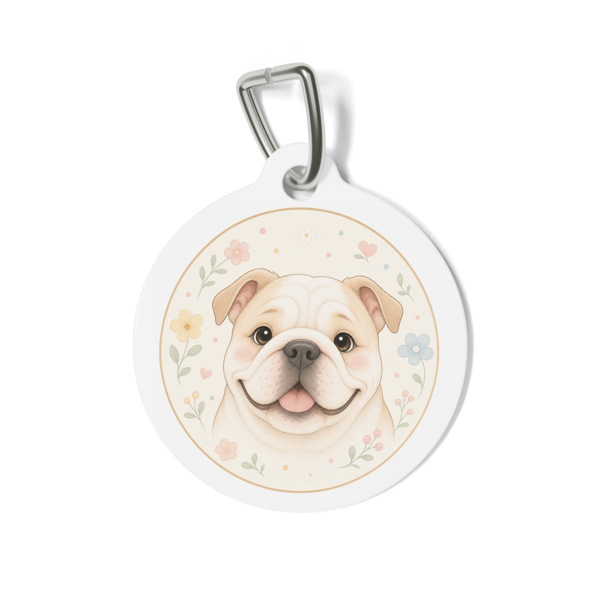 Bulldog Blush Floral Personalized Dog ID Tag