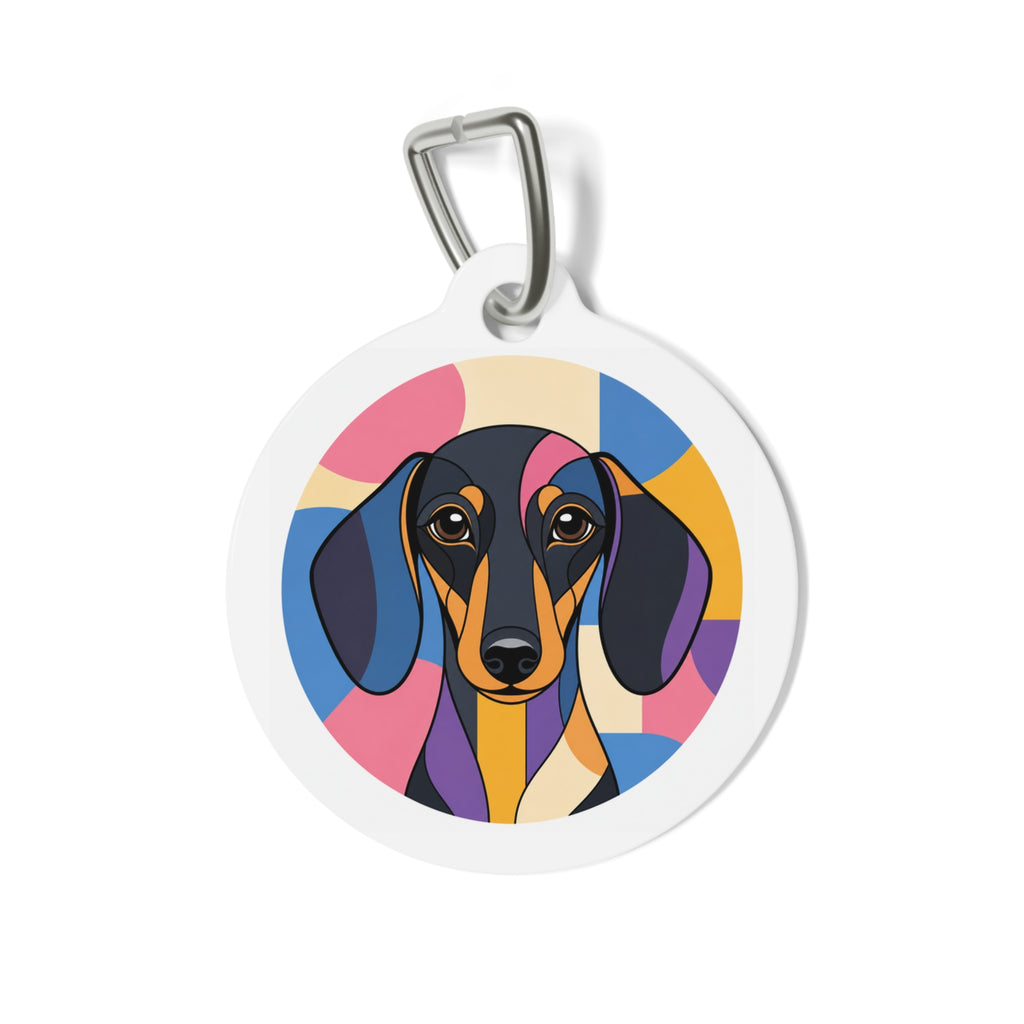 Placa de identificación de perro personalizada de arte pop de Dachshund