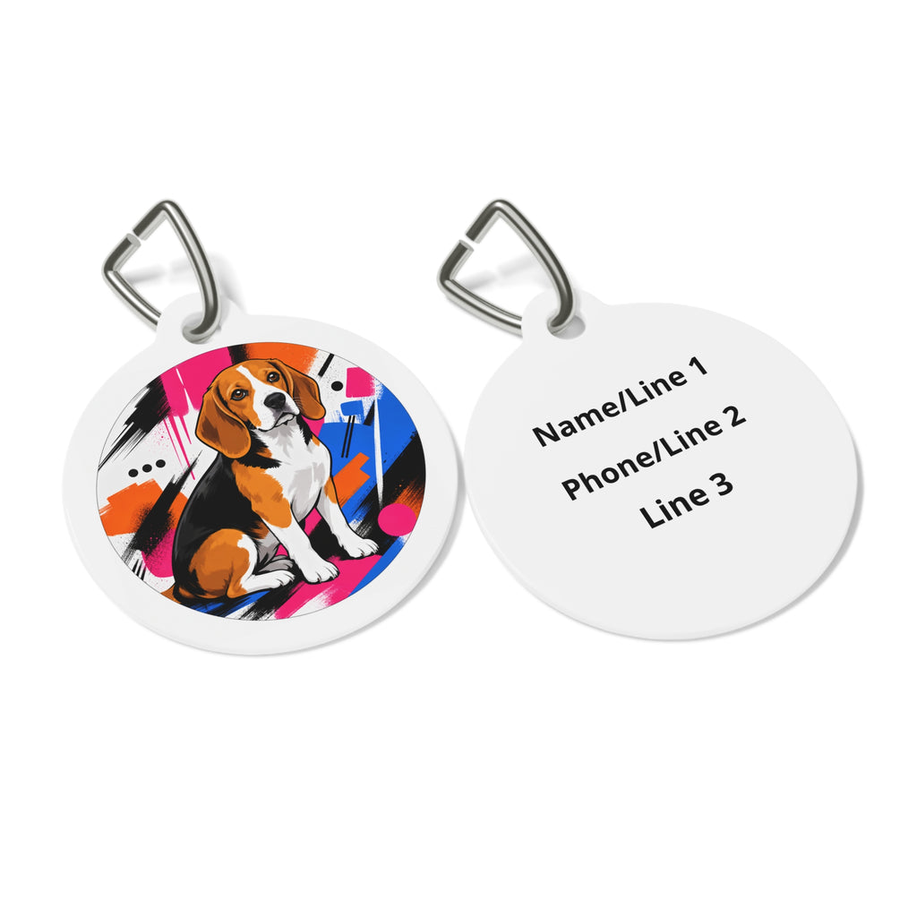 Beagle Abstract Colorblock Personalized Dog ID Tag