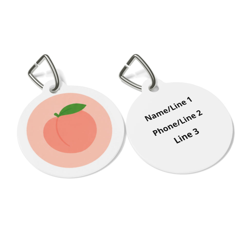 Soft Peach Cheerful Fruit Pattern Personalized Dog ID Tag