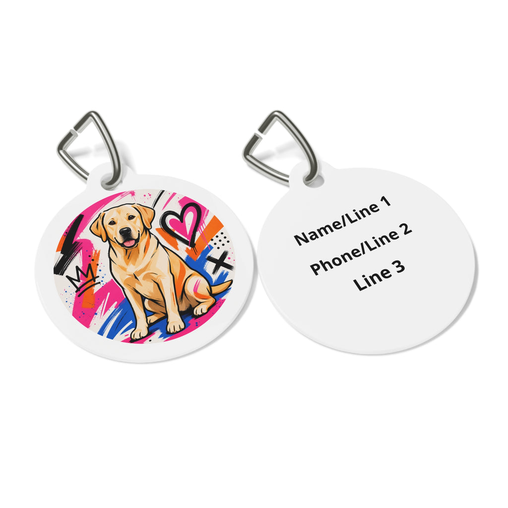 Labrador Retriever Graffiti Heart Personalized Dog ID Tag