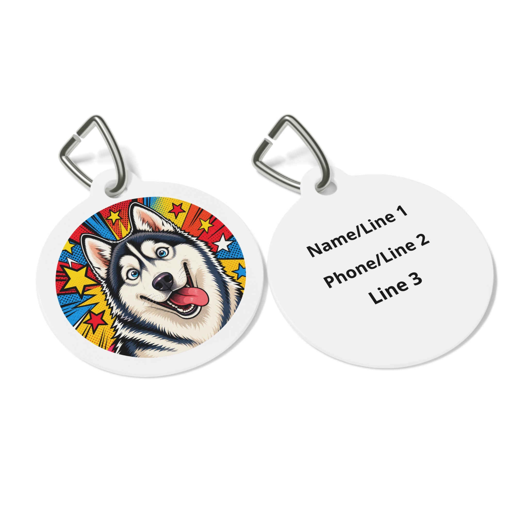 Siberian Husky Comic Star Personalized Dog ID Tag