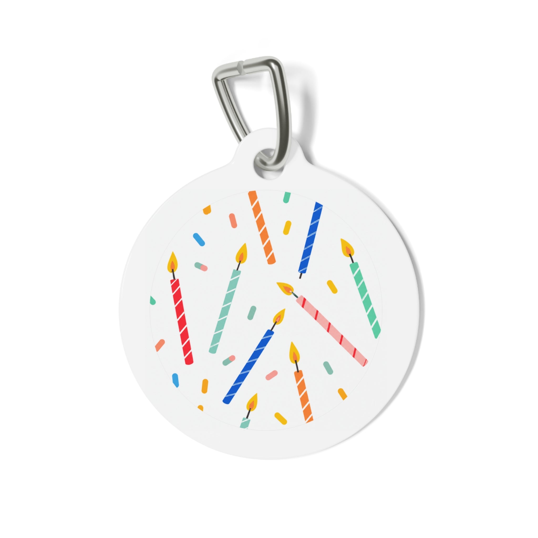 Minimalist Rainbow Candle Sprinkle Personalized Dog ID Tag