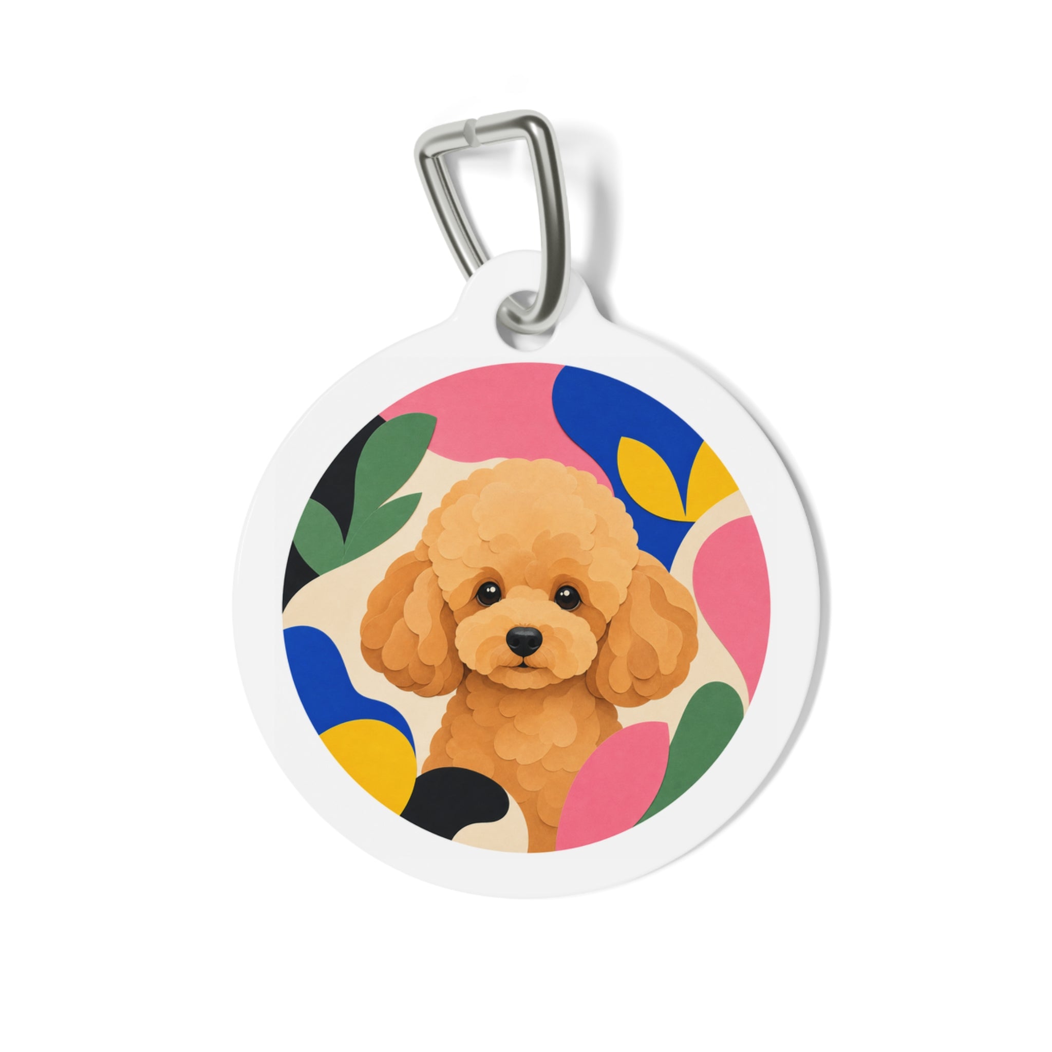 Toy Poodle Bright Botanical Apricot Personalized Dog ID Tag