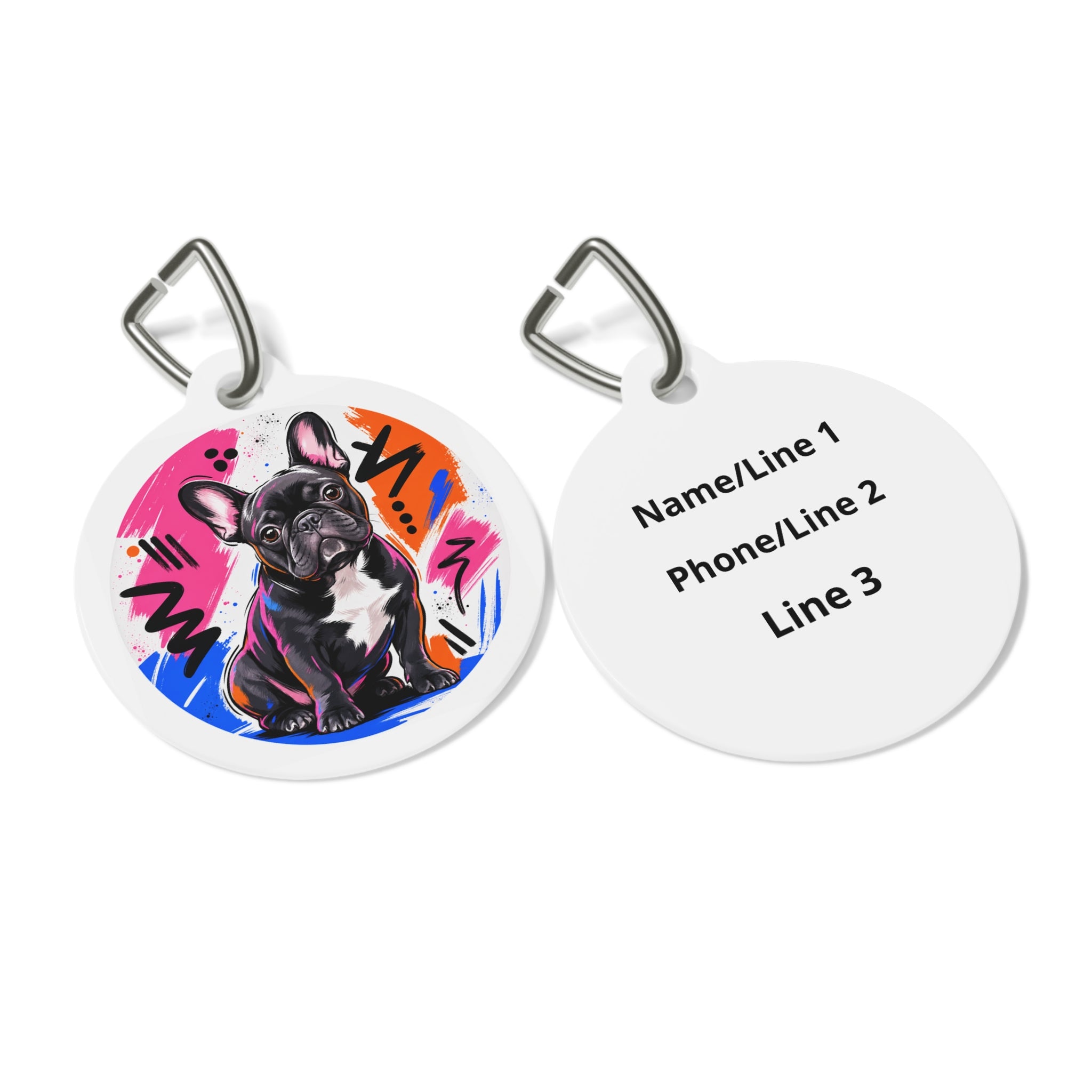 French Bulldog Vivid Vibrant Color Personalized Dog ID Tag