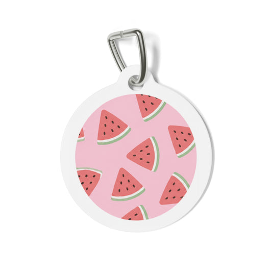 Pink Watermelon Cheerful Fruit Pattern Personalized Dog ID Tag
