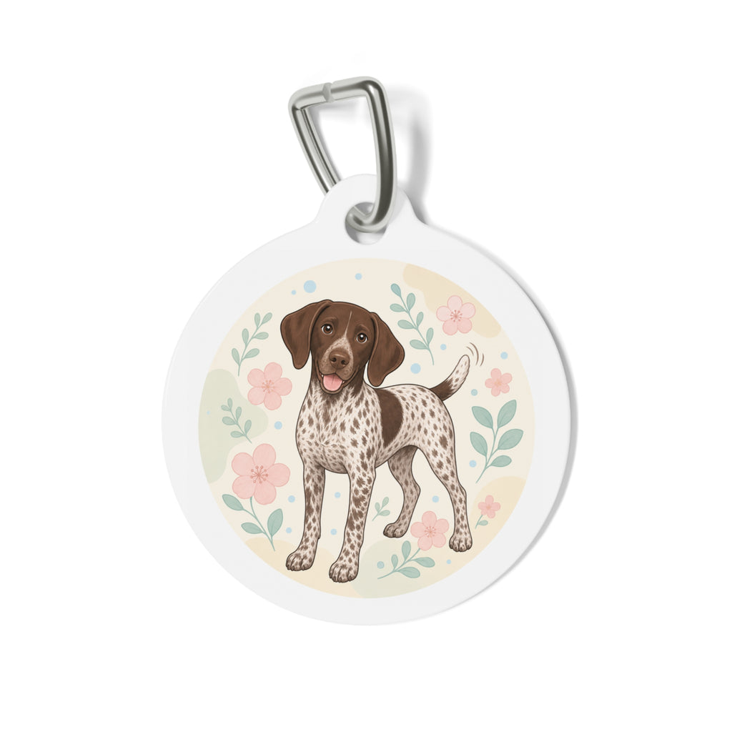 German Shorthaired Pointer Pastel Botanical Personalized Dog ID Tag