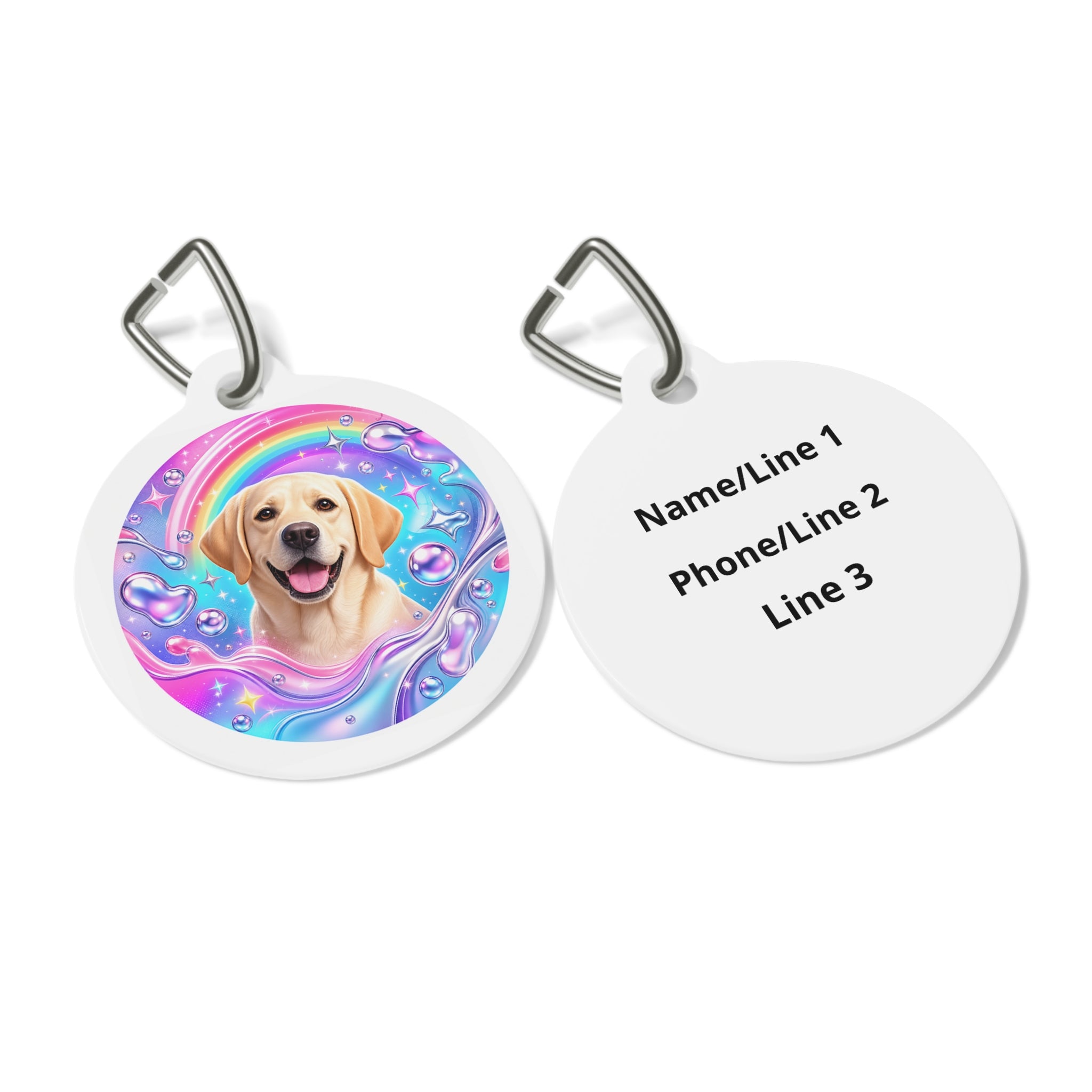 Labrador Retriever Rainbow Bubble Personalized Dog ID Tag