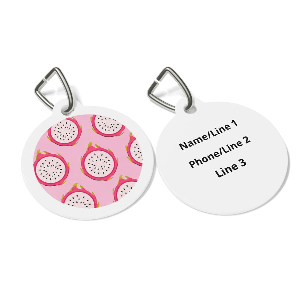 Dragon Fruit Cheerful Fruit Pattern Personalized Dog ID Tag
