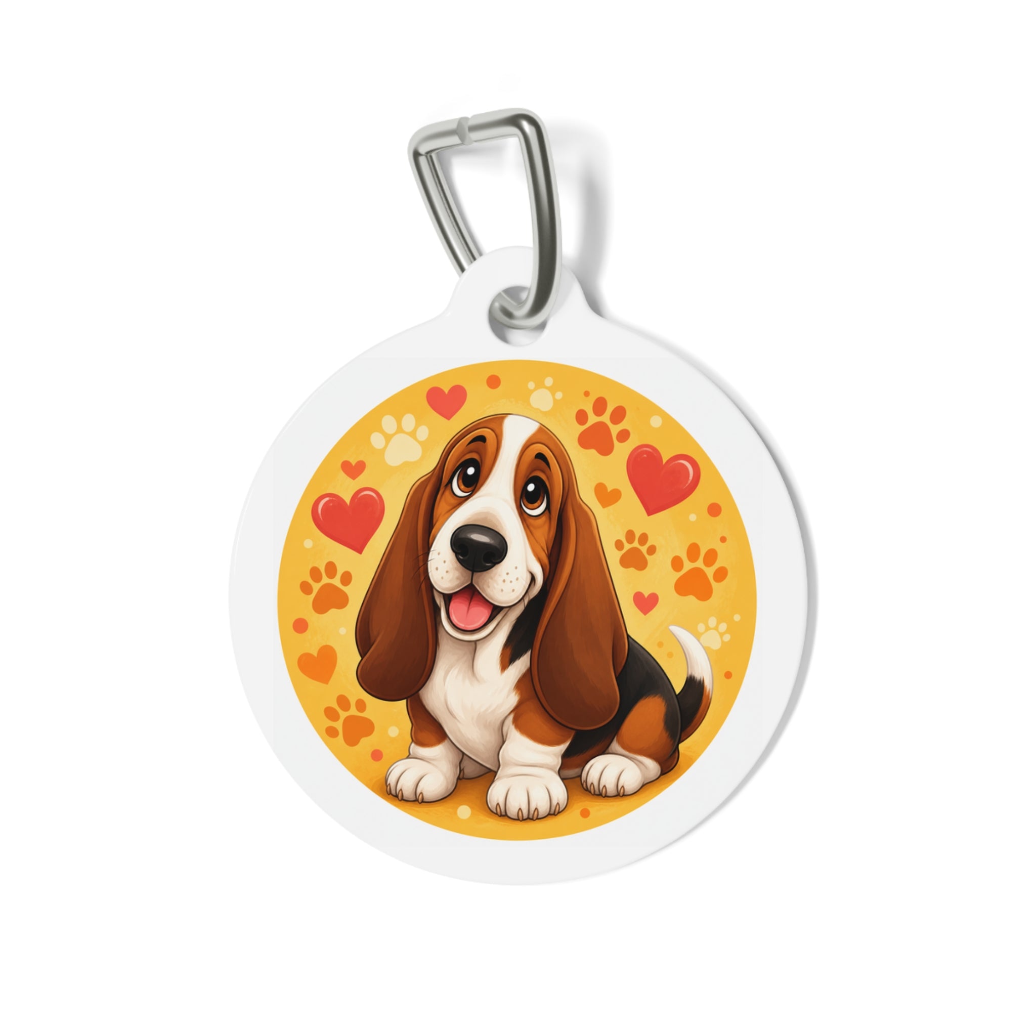 Basset Hound Heart & Flower Personalized Dog ID Tag