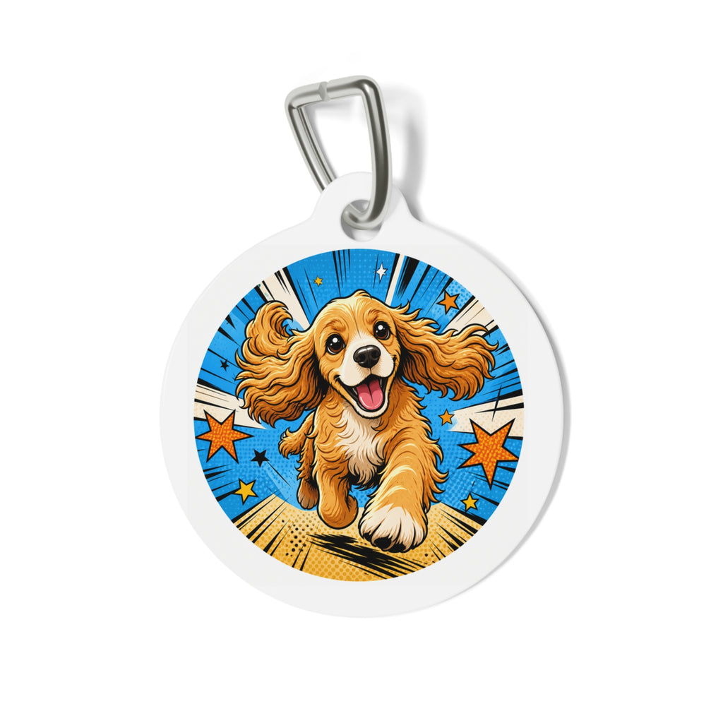 Cocker Spaniel Superhero Comic Personalized Dog ID Tag