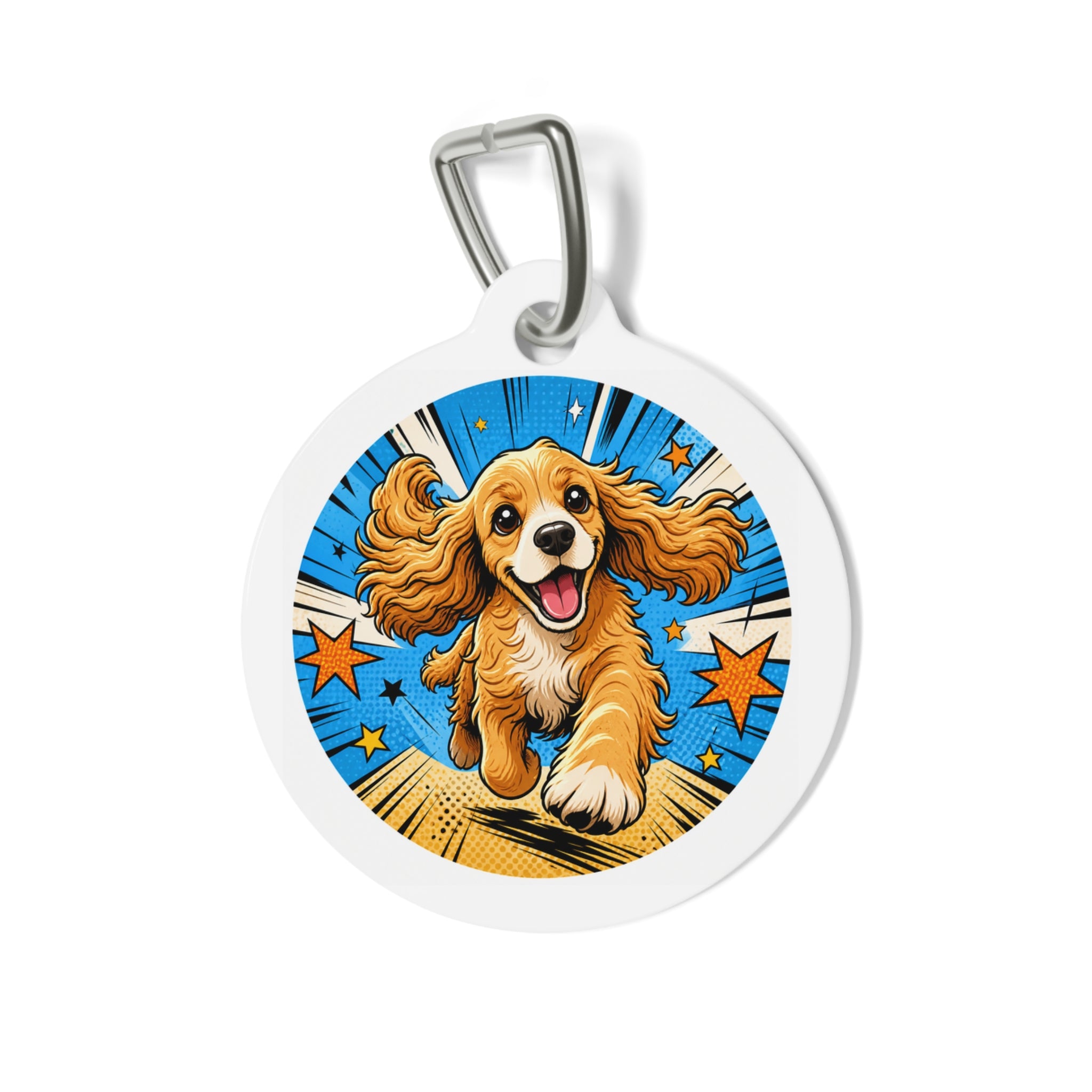Cocker Spaniel Superhero Comic Personalized Dog ID Tag