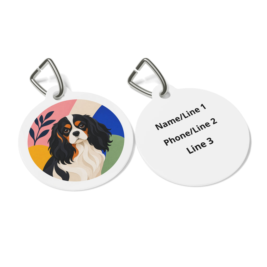 Cavalier King Charles Spaniel Modern Art Personalized Dog ID Tag