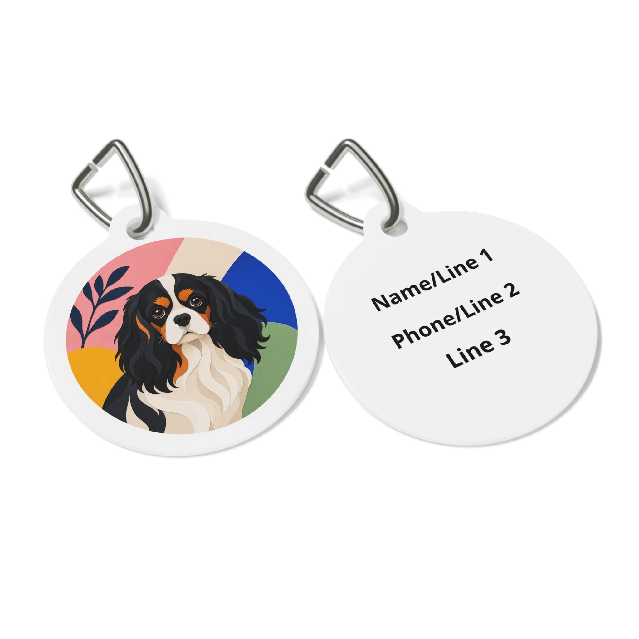 Cavalier King Charles Spaniel Modern Art Personalized Dog ID Tag