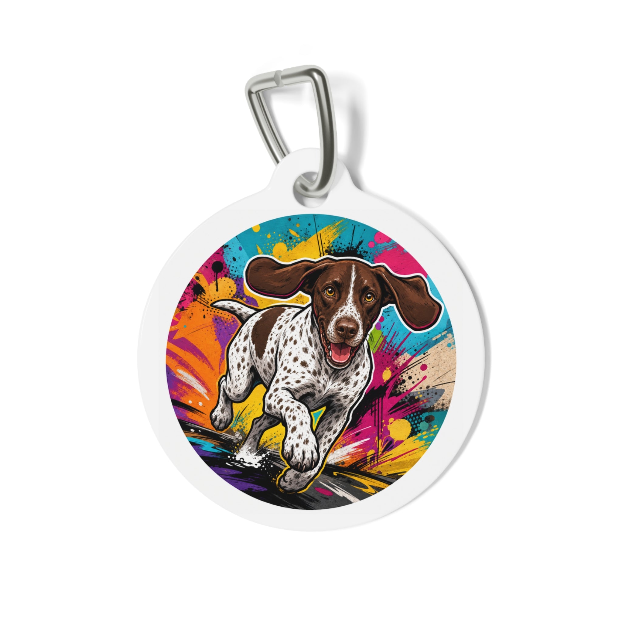 German Shorthaired Pointer Action Pop Art Personalized Dog ID Tag