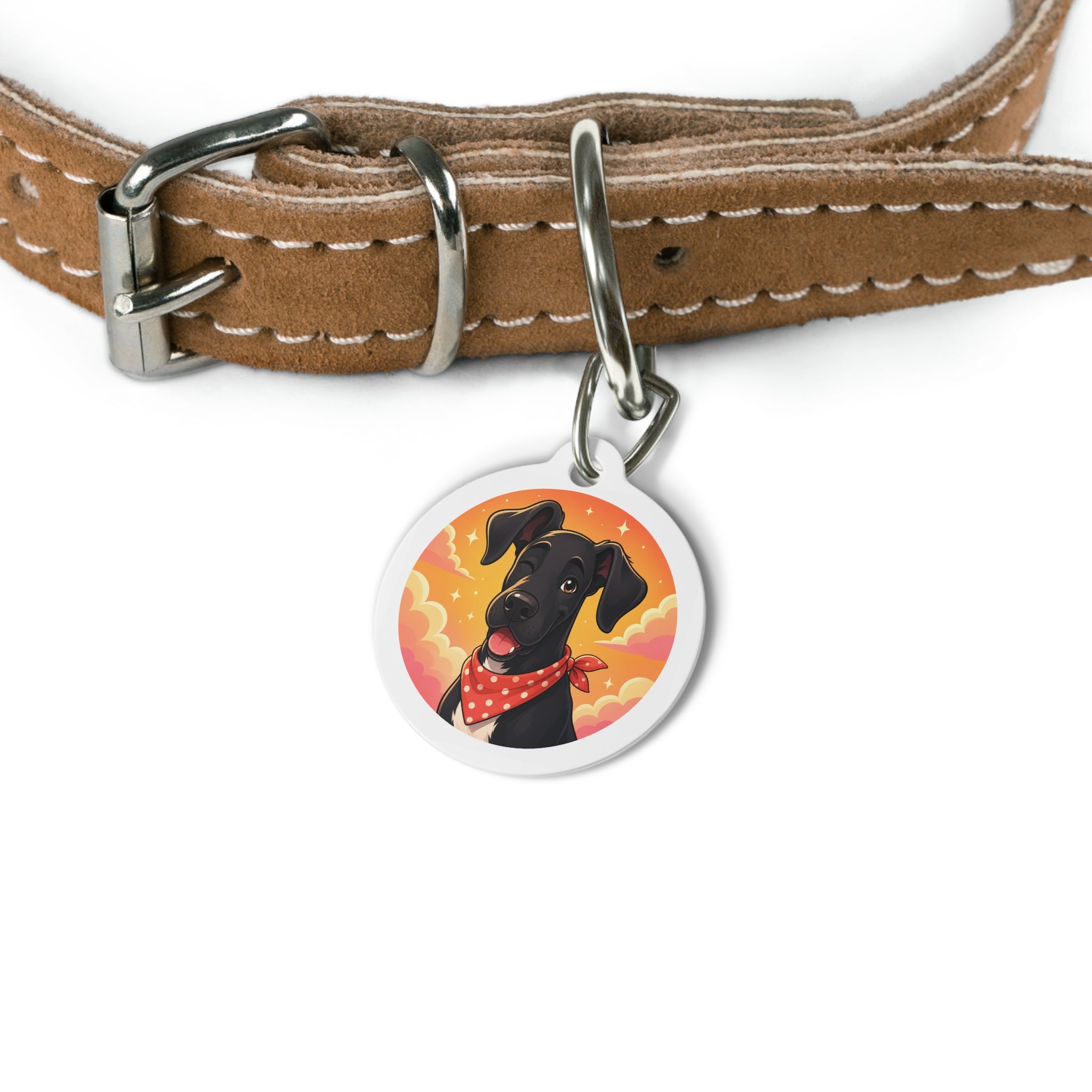 Great Dane Warm Painterly Floral Personalized Dog ID Tag
