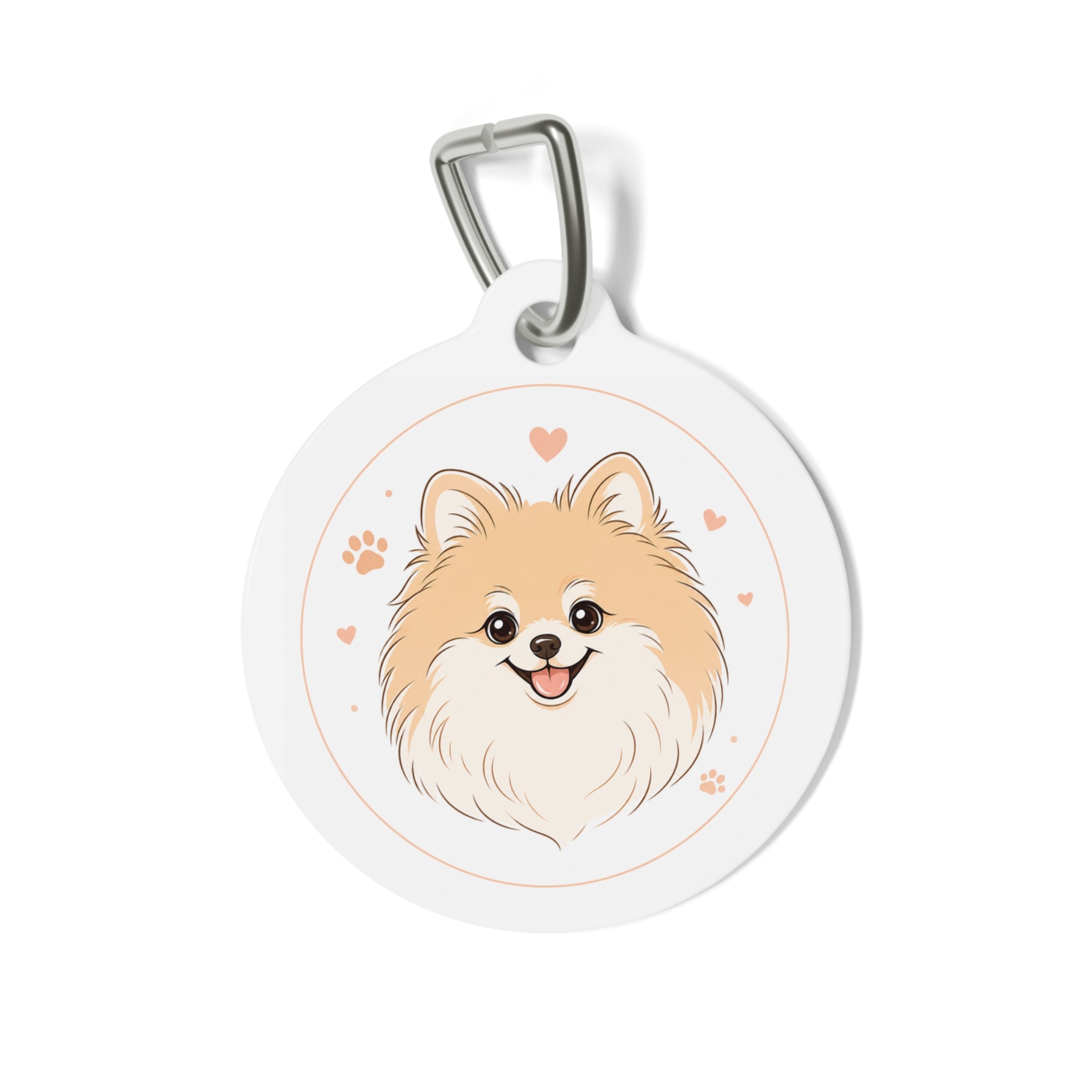Pomeranian Blush Doodle Portrait Personalized Dog ID Tag