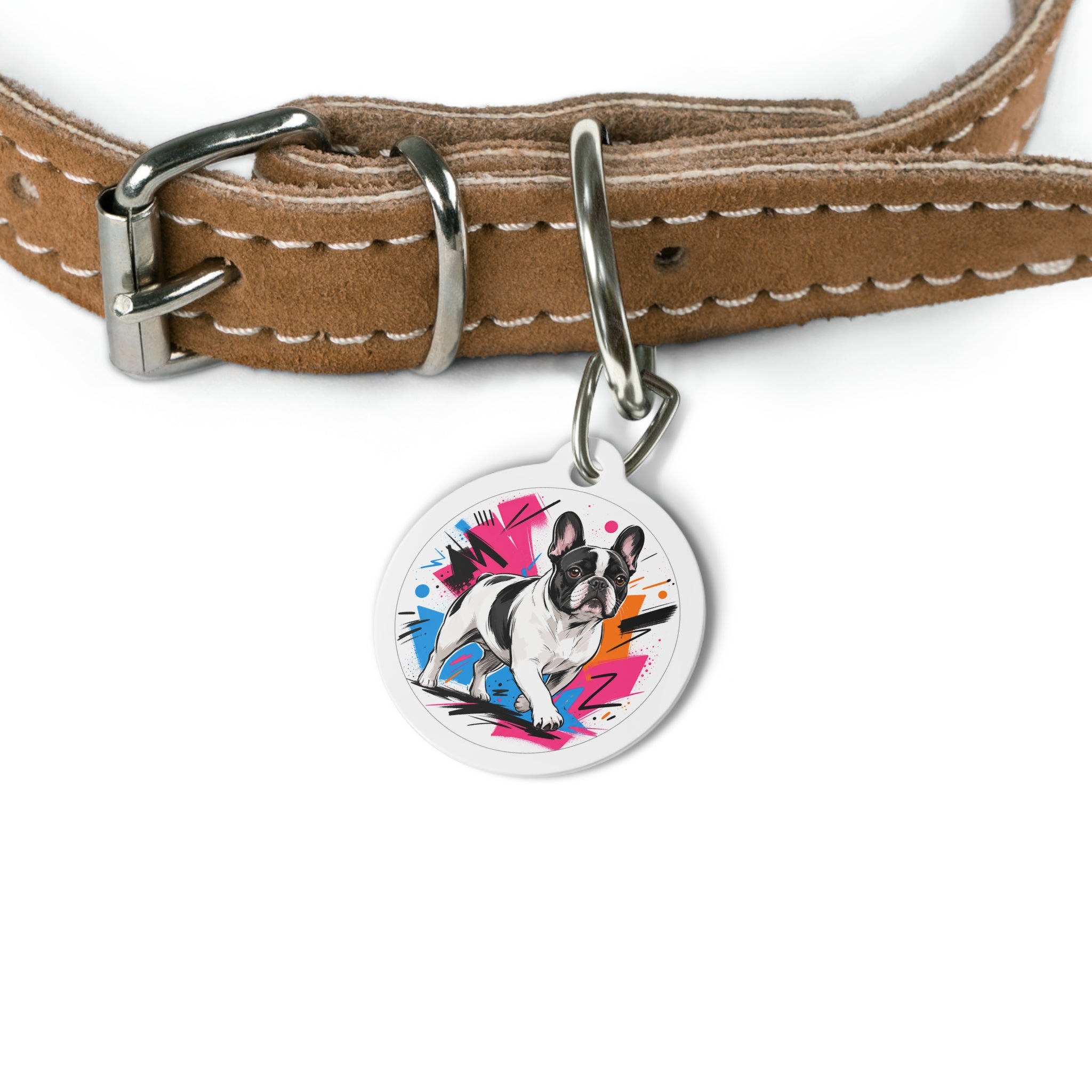 French Bulldog Bright Pop Art Personalized Dog ID Tag