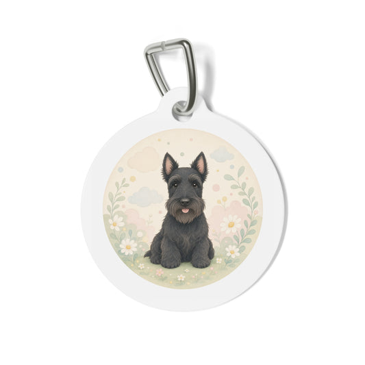 Scottish Terrier Soft Botanical Personalized Dog ID Tag