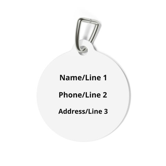 Back of Blossom Pastel Abstract Lily Dog ID Tag with custom name and phone engraving