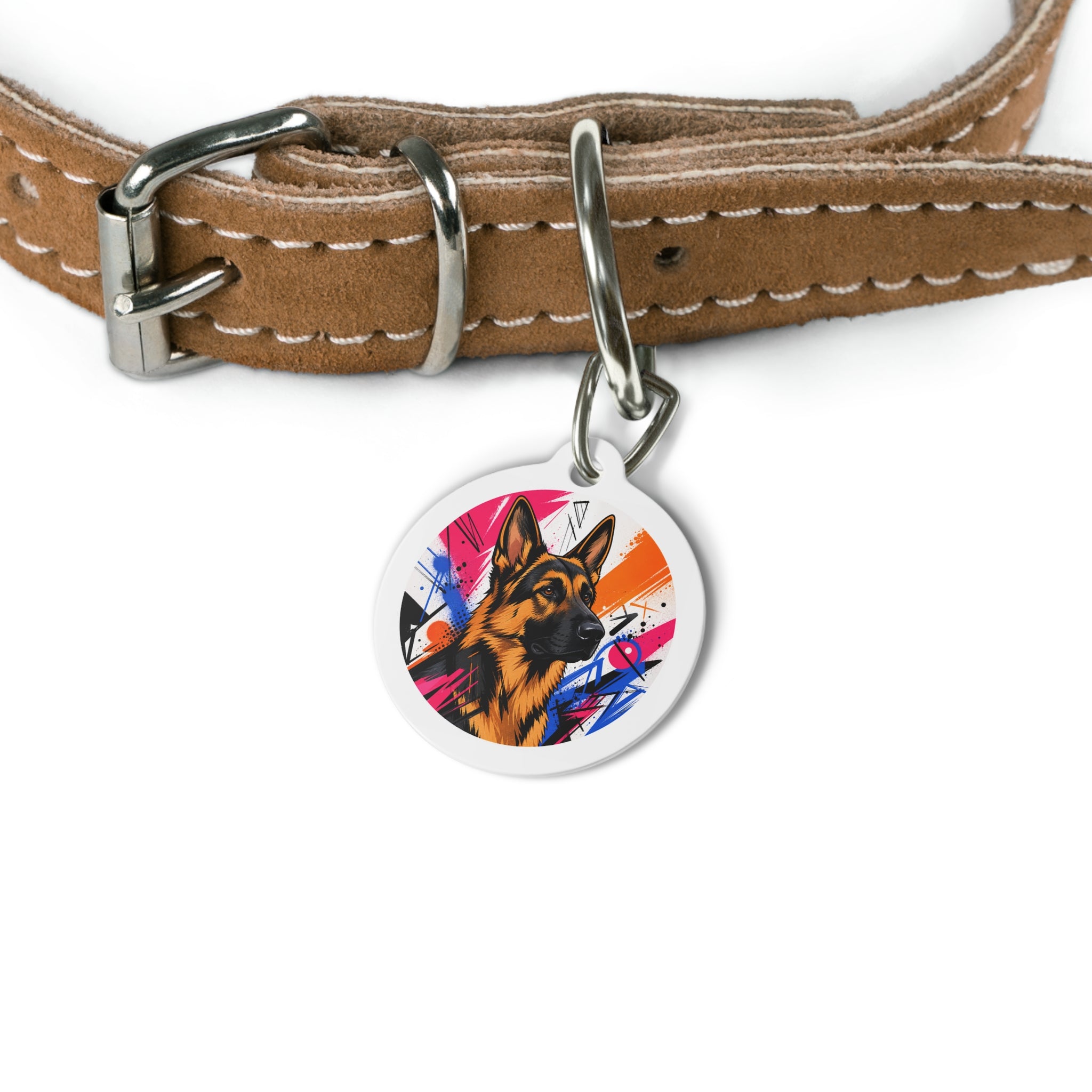 German Shepherd Graffiti Pop Personalized Dog ID Tag