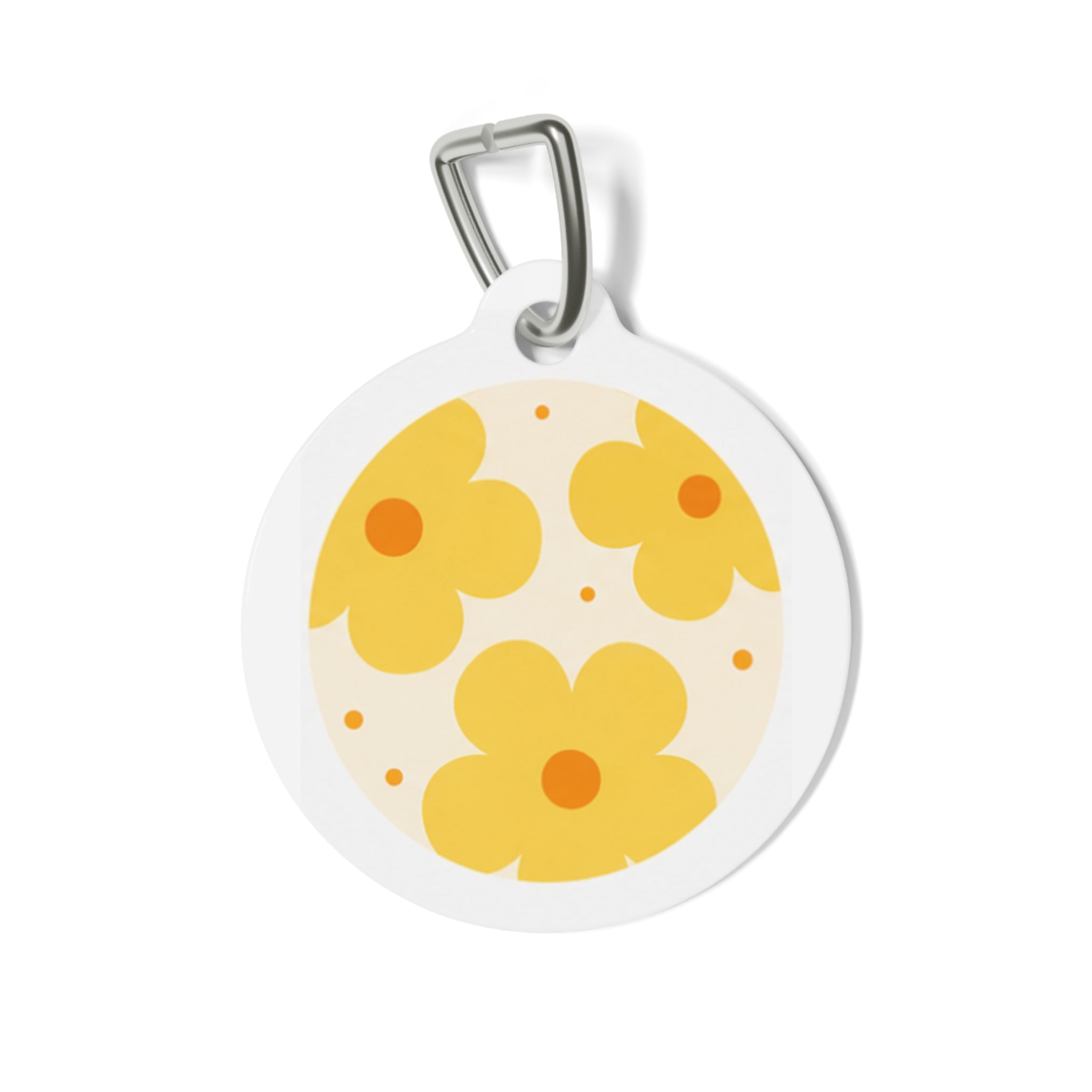 Mod Sunshine Flower Retro Floral Pattern Personalized Dog ID Tag