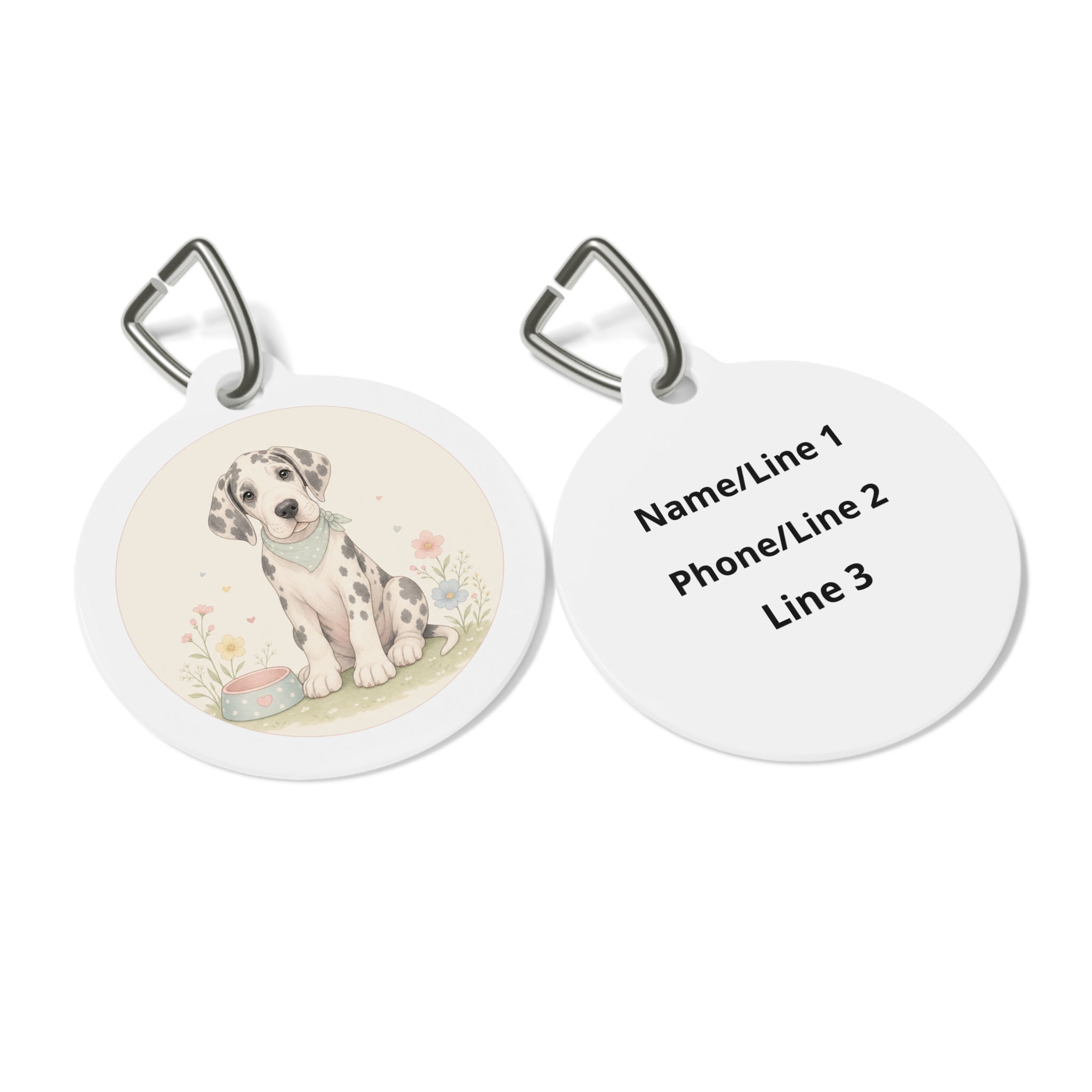 Great Dane Soft Gallery Watercolor Personalized Dog ID Tag
