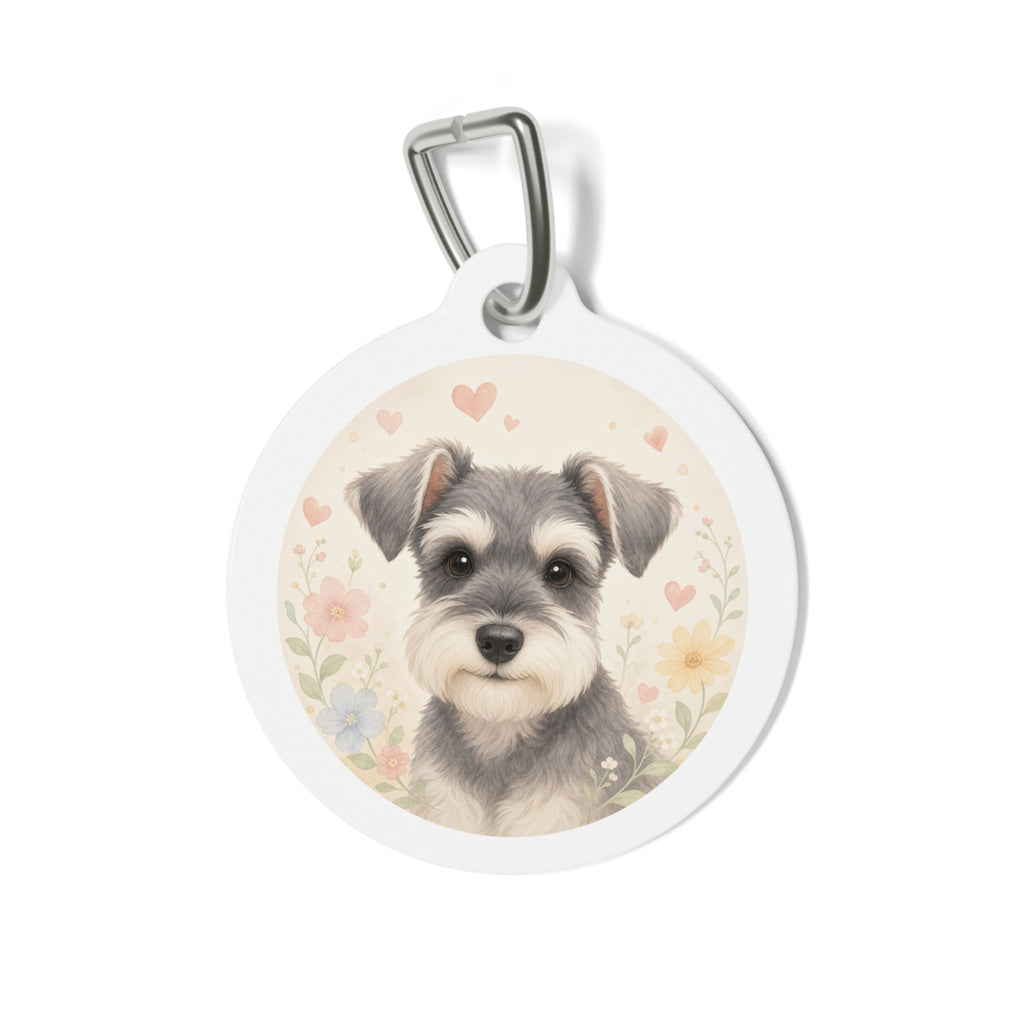 Miniature Schnauzer Retrato Lindo Placa de Identificación Personalizada para Perro