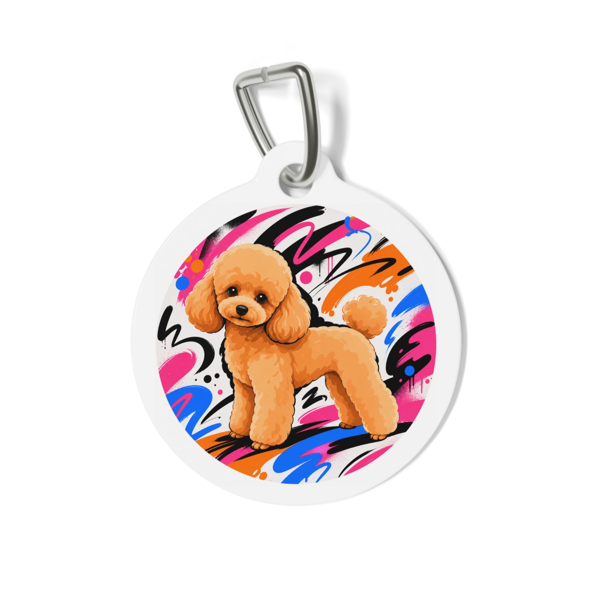 Toy Poodle Graffiti Groove Apricot Personalized Dog ID Tag