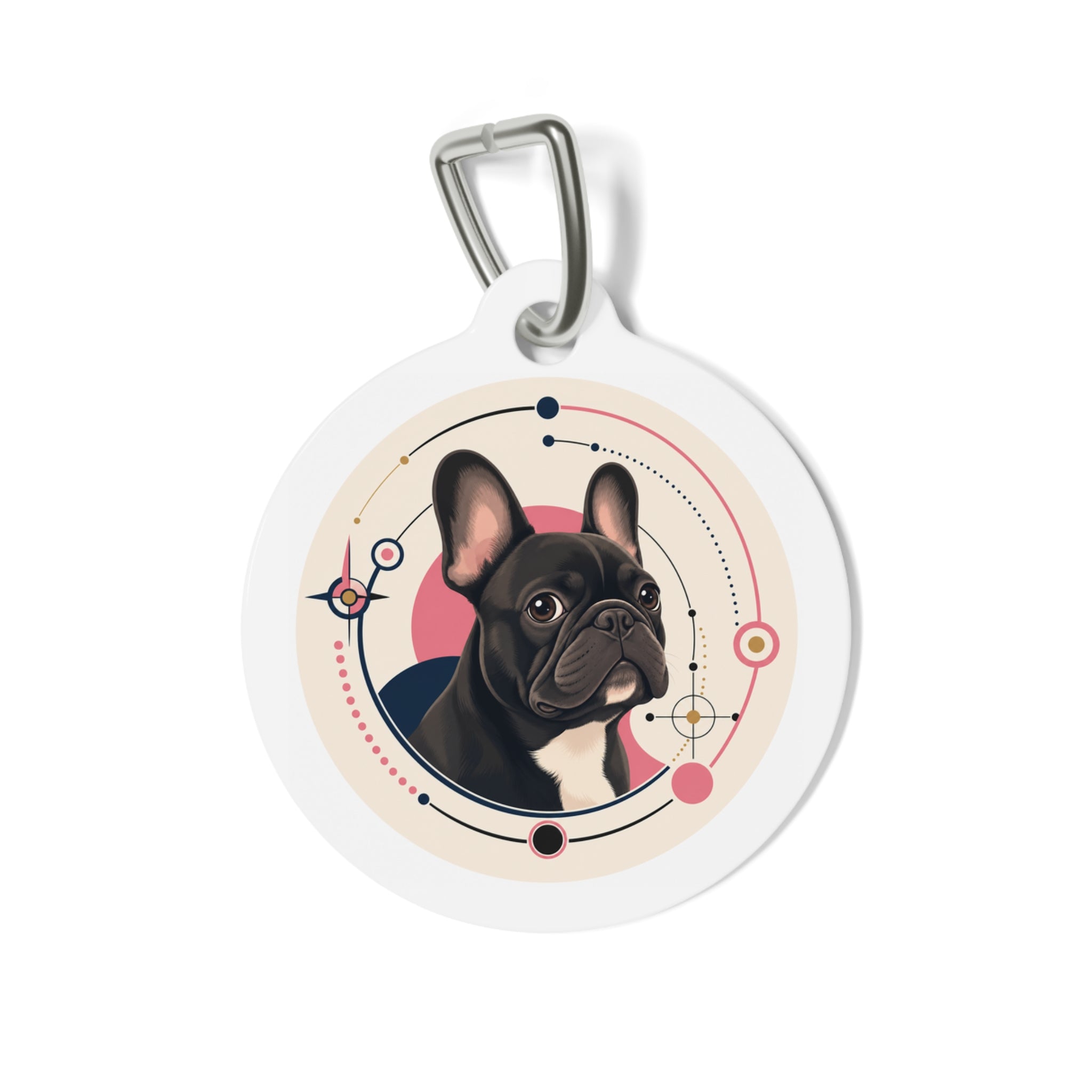 French Bulldog Joyful Modern Retro Personalized Dog ID Tag
