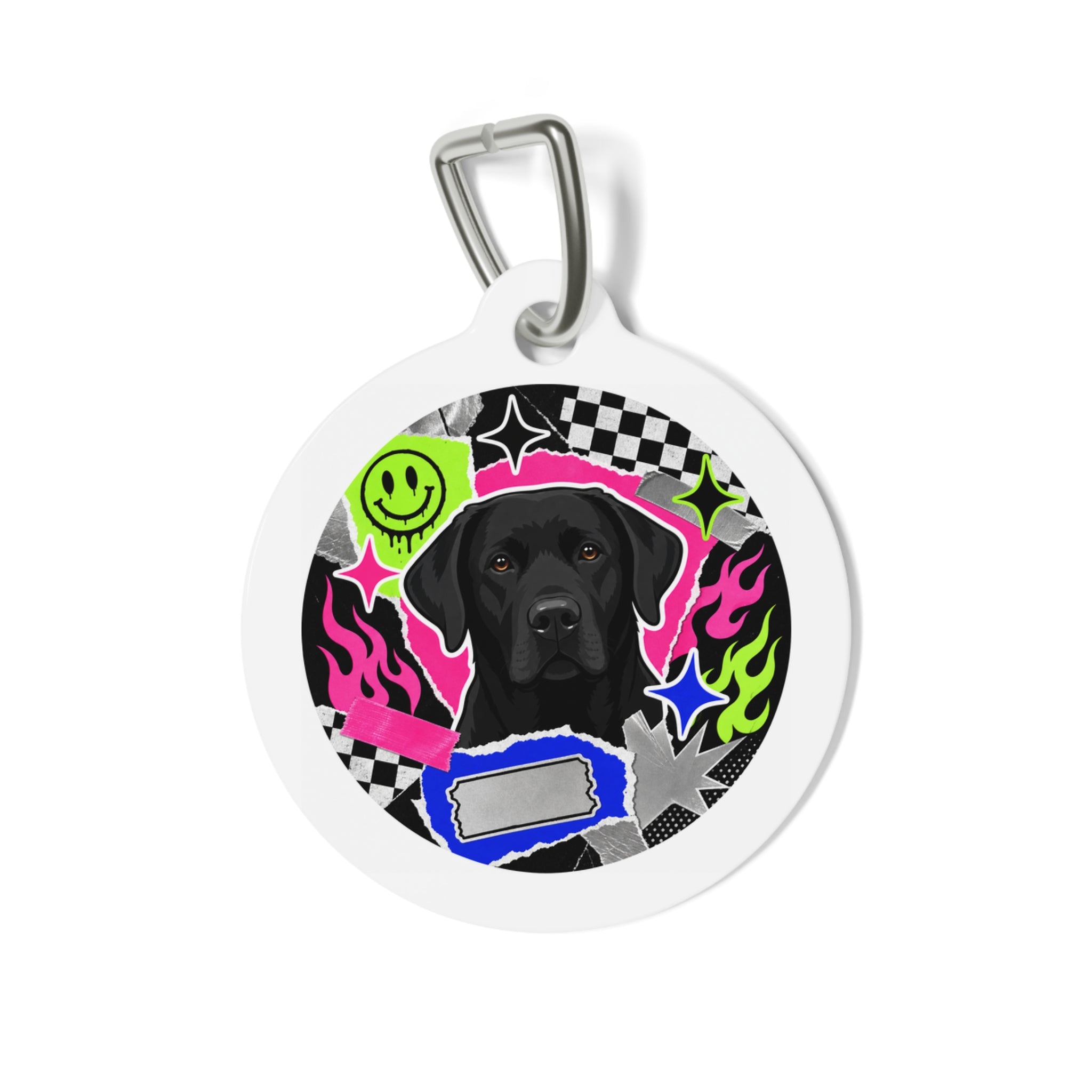 Labrador Retriever Neon Graffiti Black Personalized Dog ID Tag