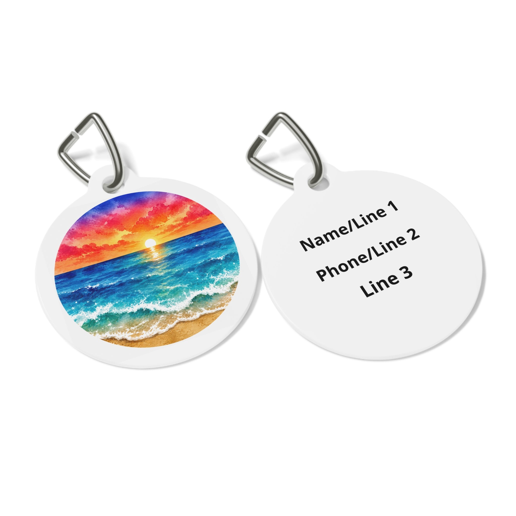 Ocean Sunset Dreamy Coastal Scene Personalized Dog ID Tag