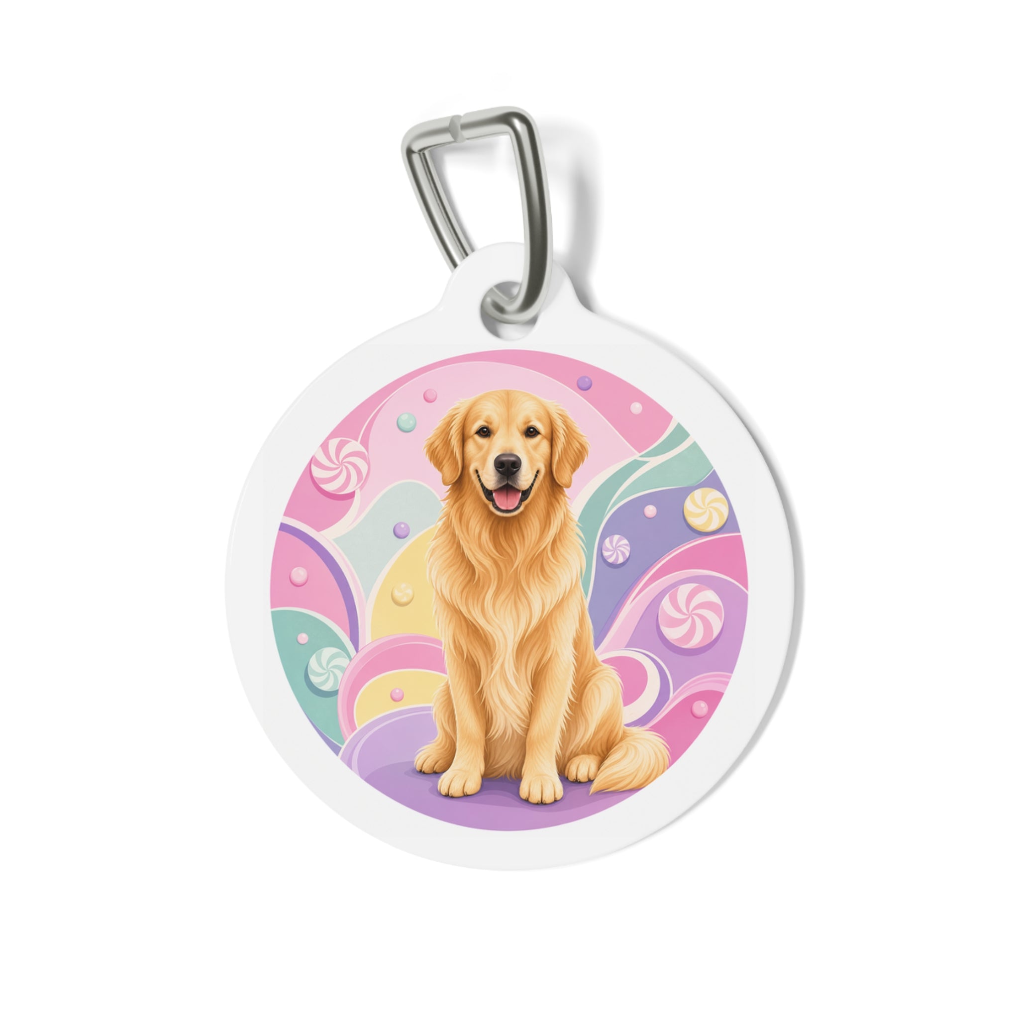 Golden Retriever Candy Swirl Personalized Dog ID Tag